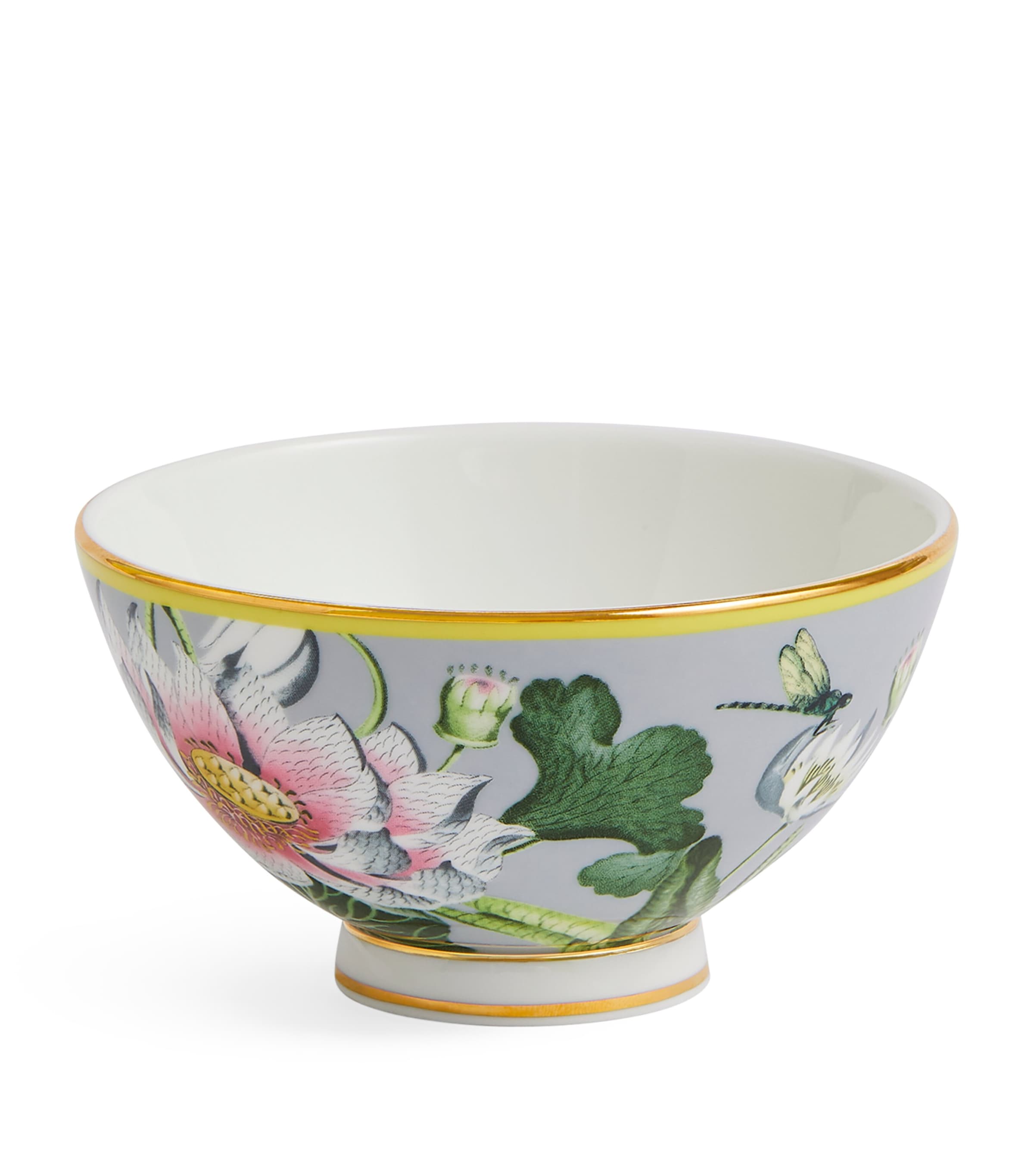 Wedgwood Waterlily Floral-print Gilded Bone-china Bowl 11cm