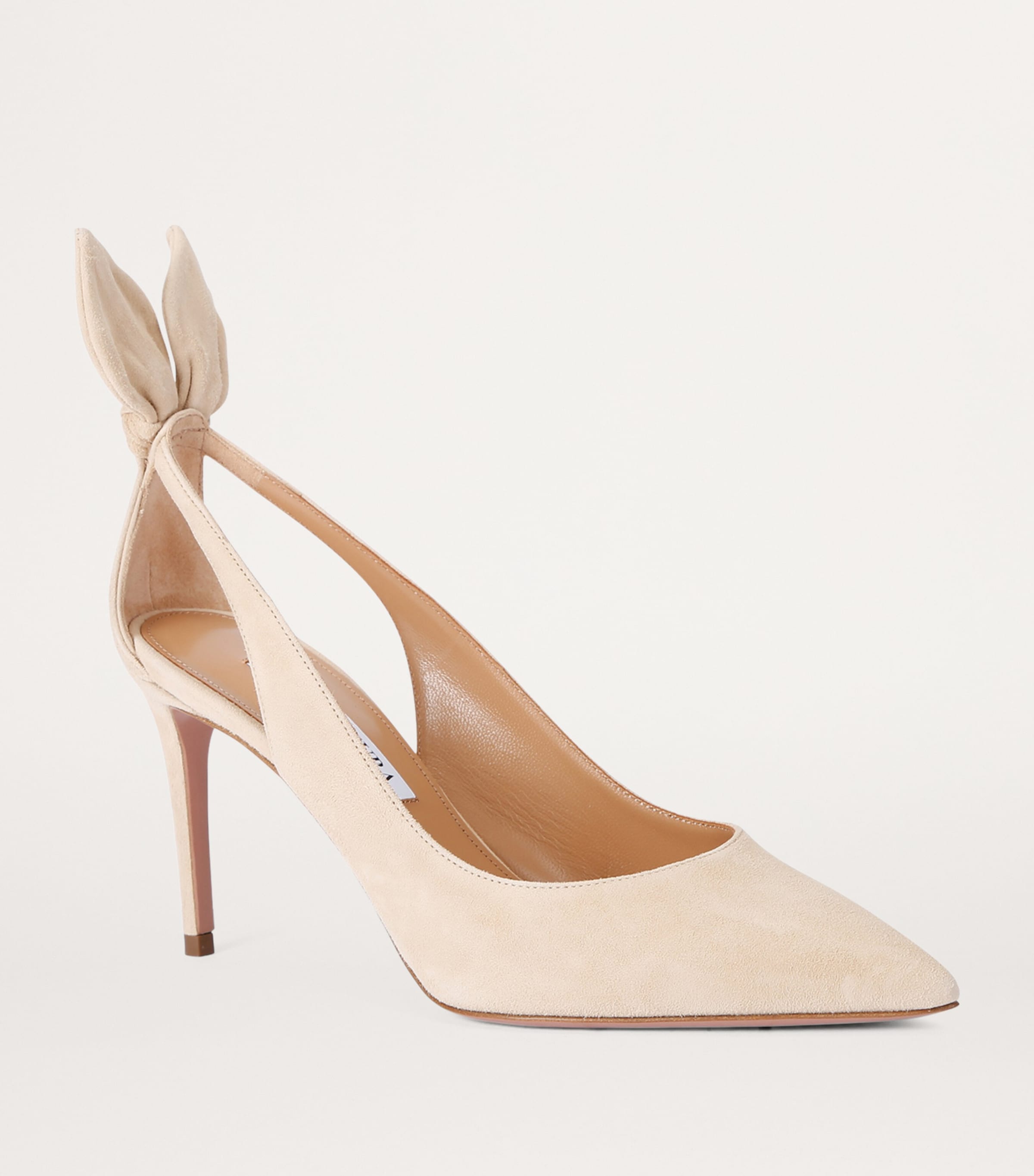 Aquazzura Suede Bow Tie Pumps 85 Blush Image 3