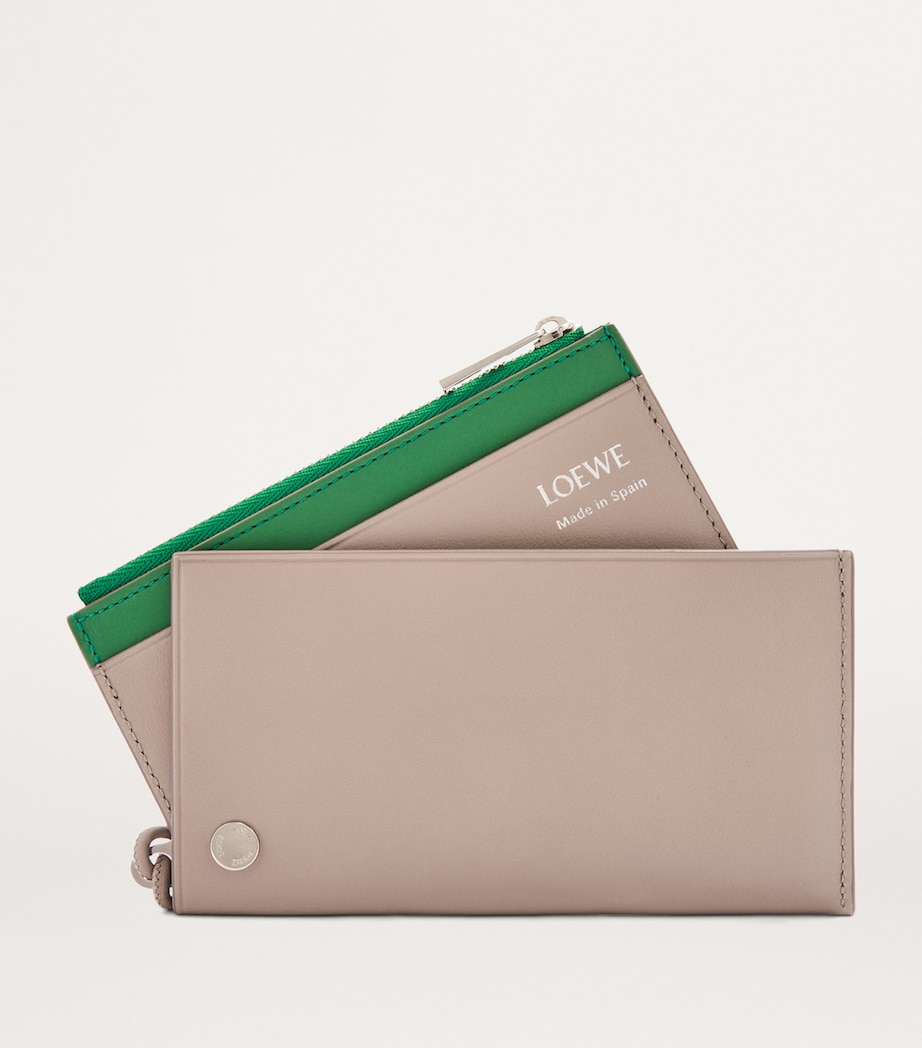 Leather Pebble Slider Coin Card Holder SAND/TROPICAL GREEN Image 3