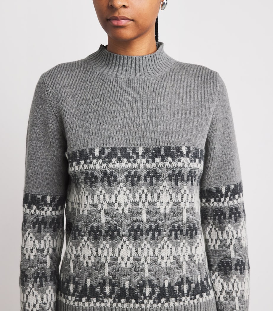 Lambswool-Blend Jacquard Sweater 3530 M GREY MEL Image 6