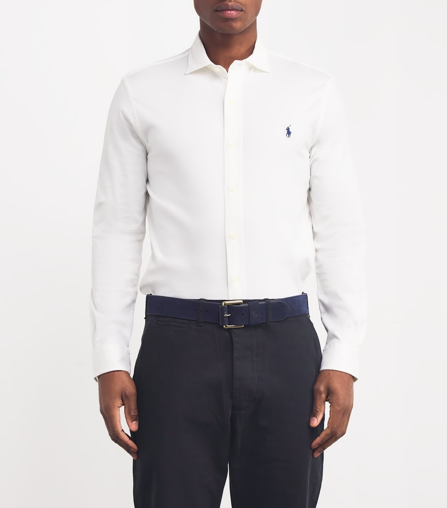 Suede Debossed Polo Pony Belt NAVY Image 3