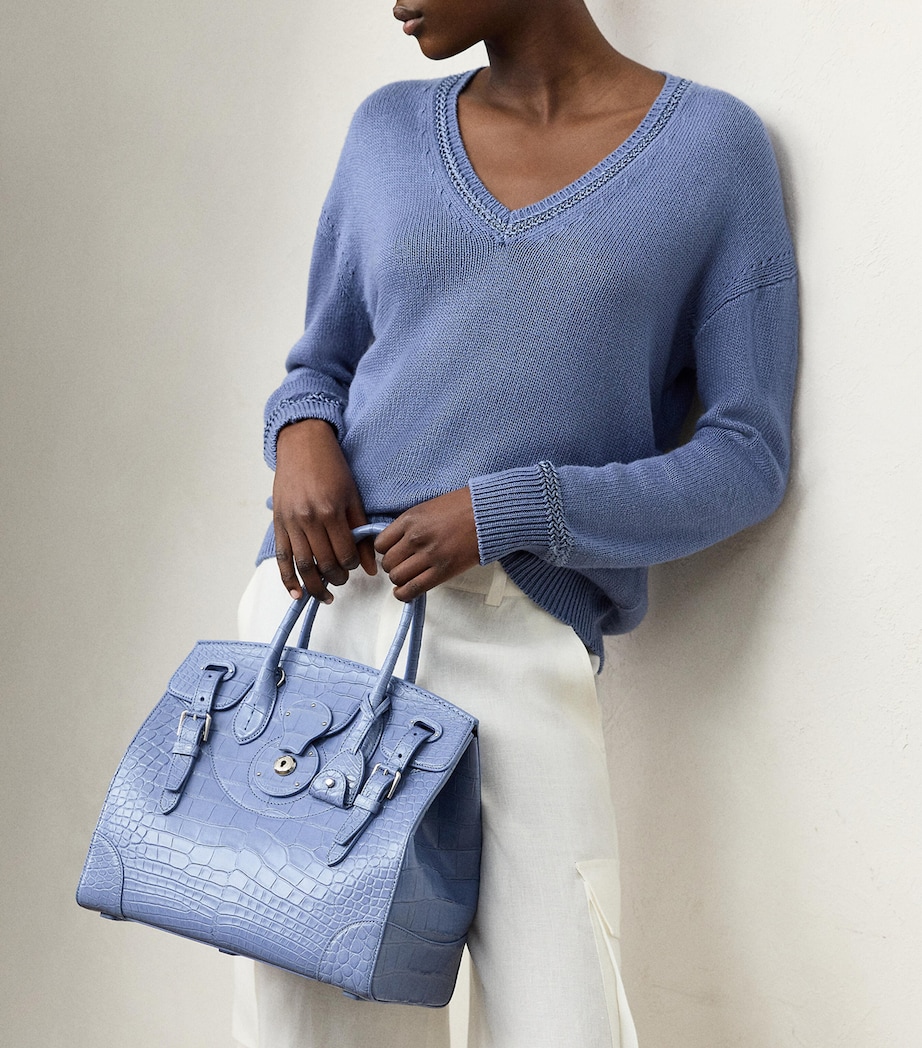 Alligator Leather Ricky 33 Top-Handle Bag CORNFLOWER Image 5