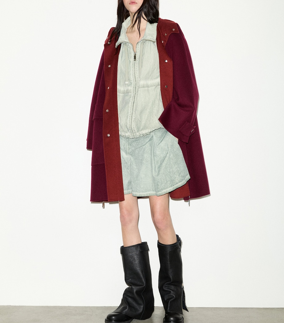 MAX&Co. Womens Wool Hooded Coat Bordeaux Image 6