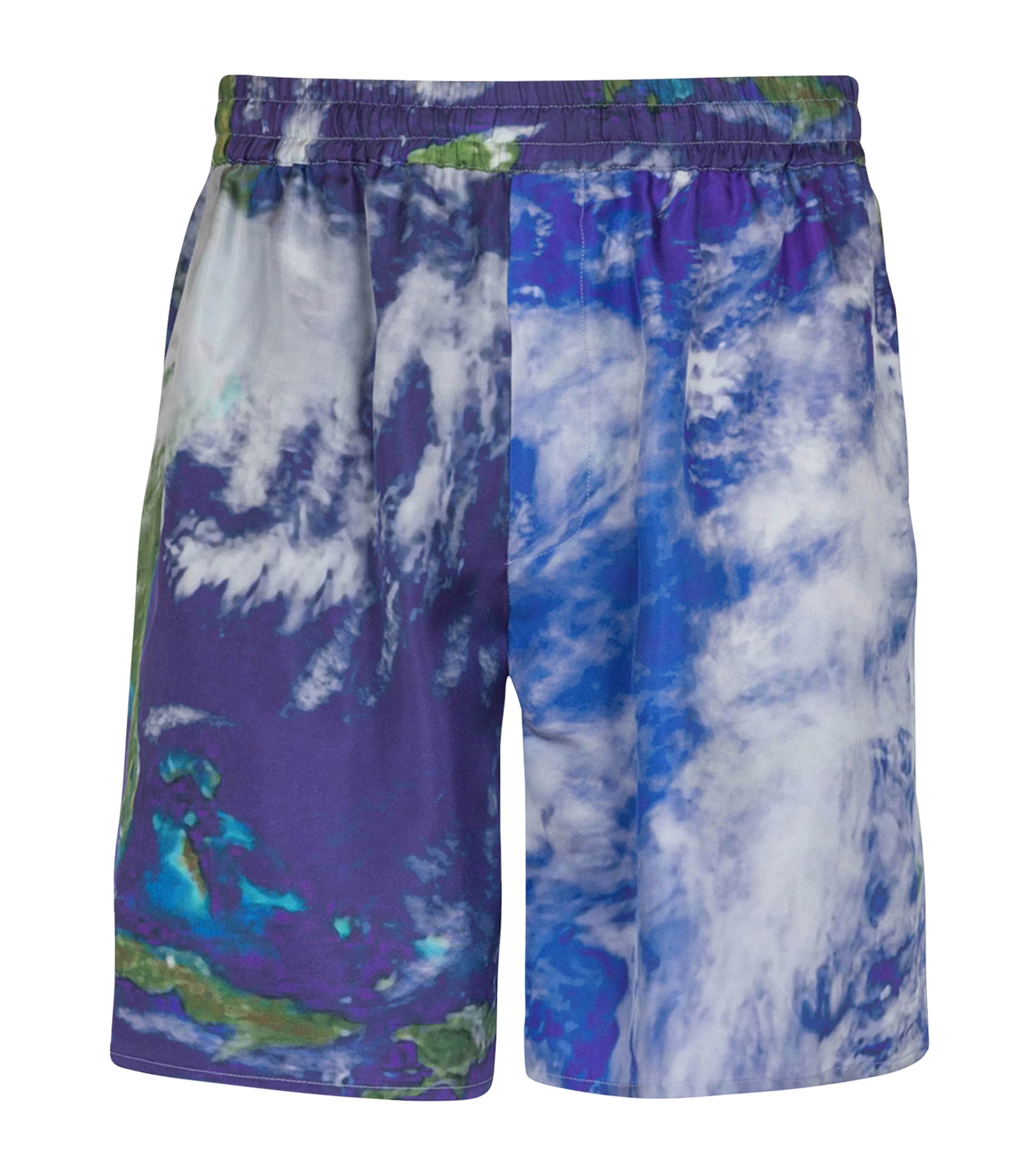 BALMAIN SILK EARTH PRINT SHORTS 