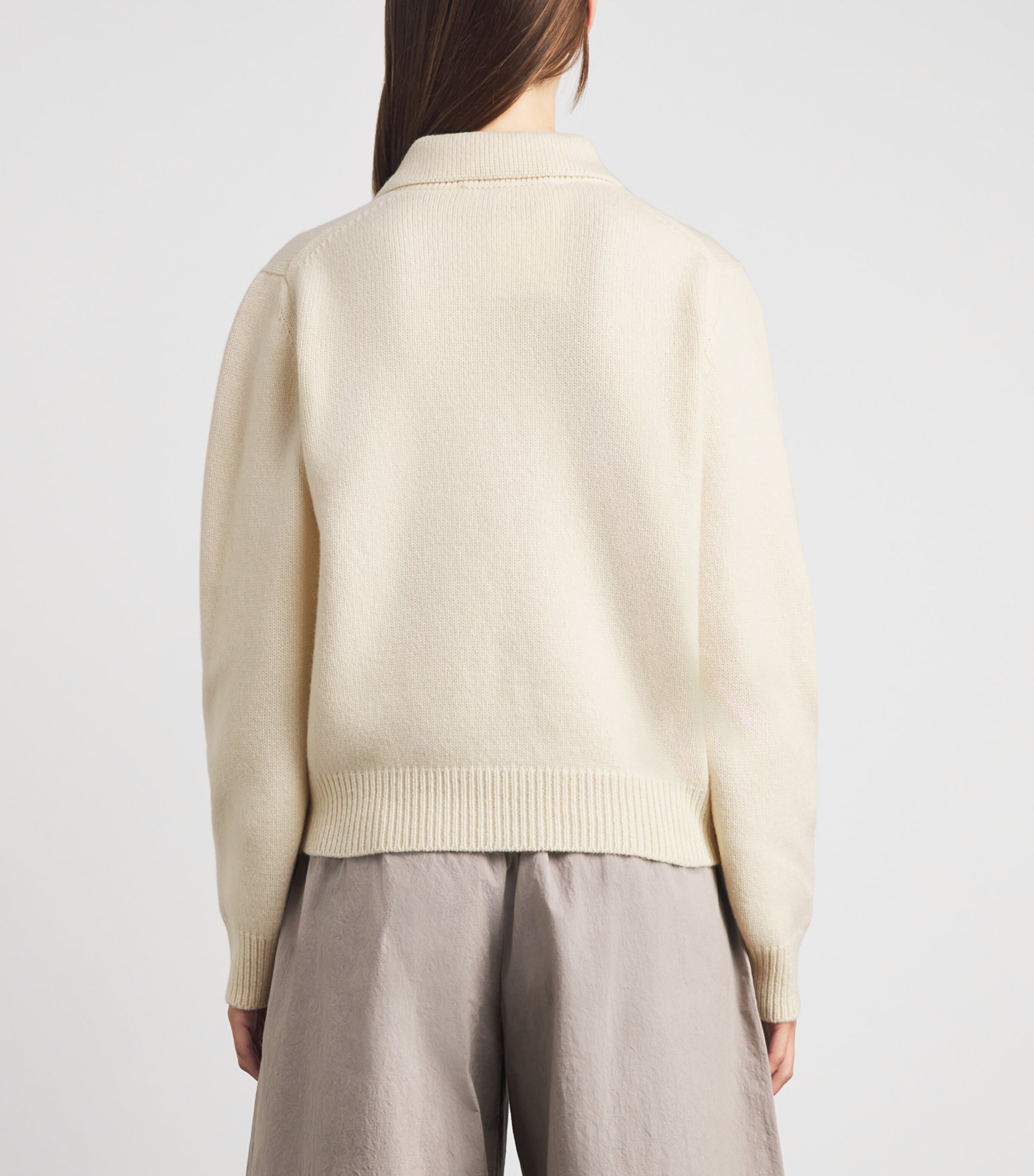 Róhe Womens Wool-Blend Polo Sweater Cream Image 5