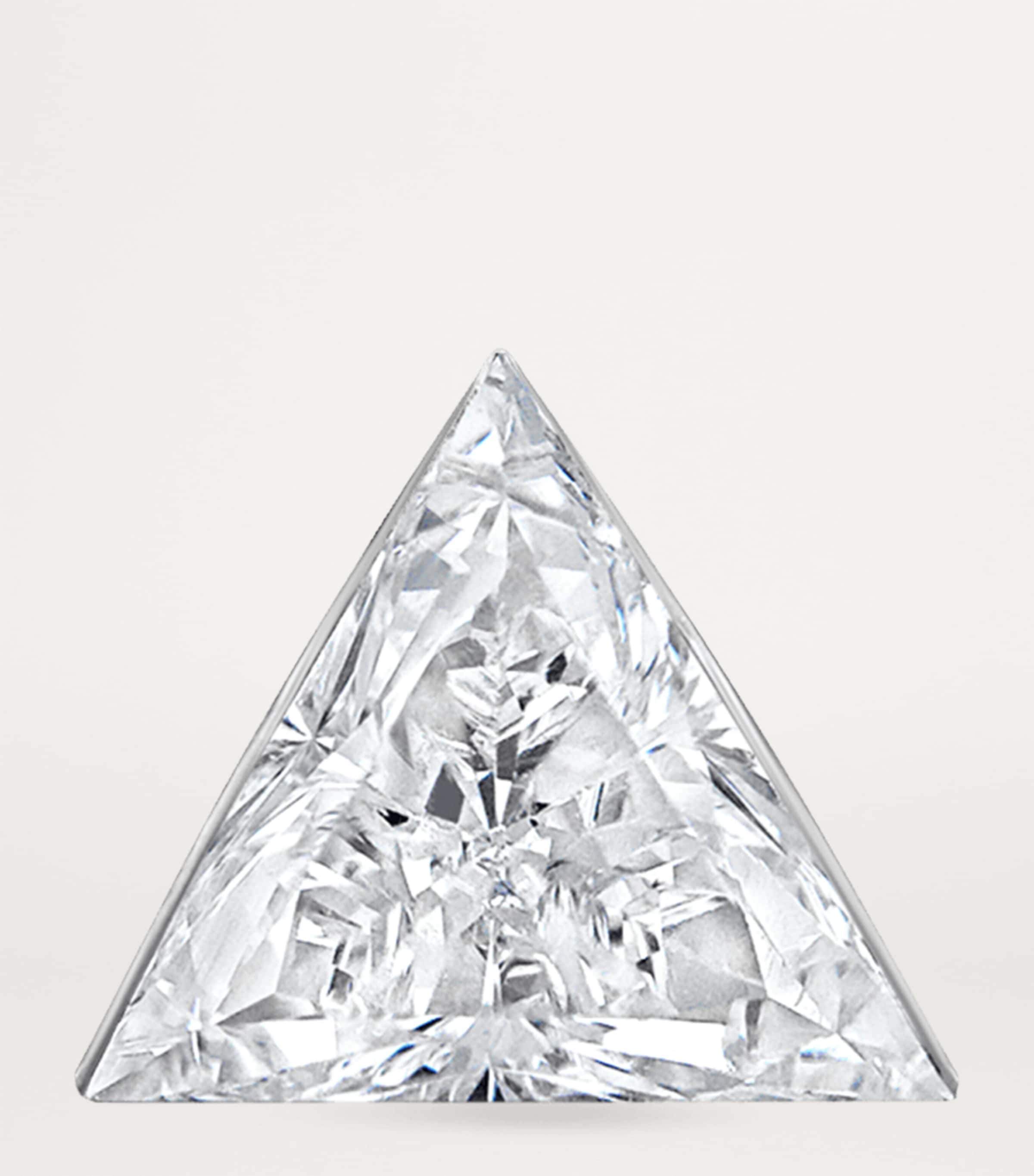 White Gold Invisible Set Triangle Diamond Threaded Stud Earring (4mm) WHITE GOLD Image 3