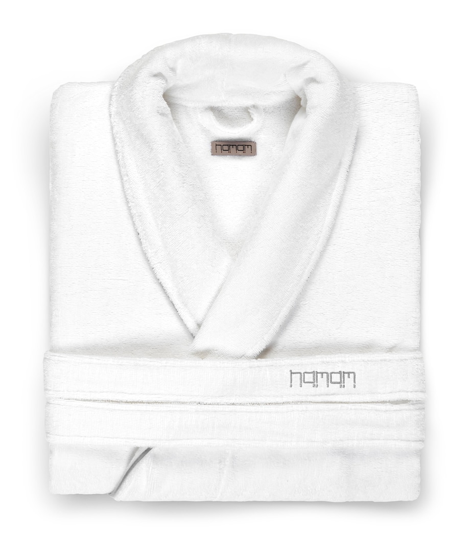 Cotton Pera Bathrobe WHITE/DARK GREY Image 1