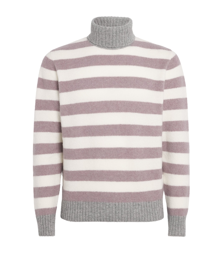 Cashmere-Blend Stripe Rollneck Sweater PANNA, MIRTILLO E GR Image 1