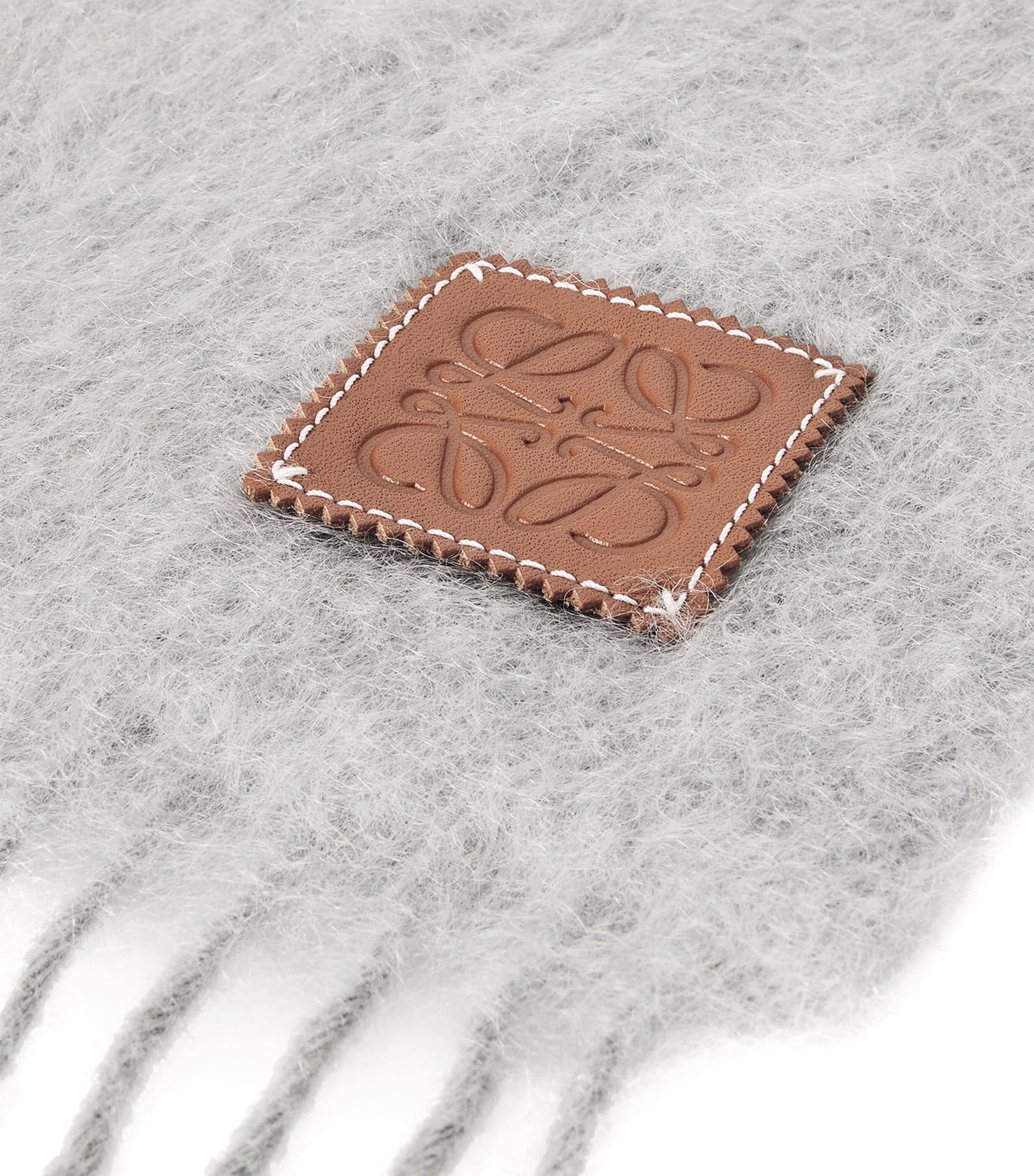 LOEWE Grey Wool-Mohair Logo Scarf | Harrods UK