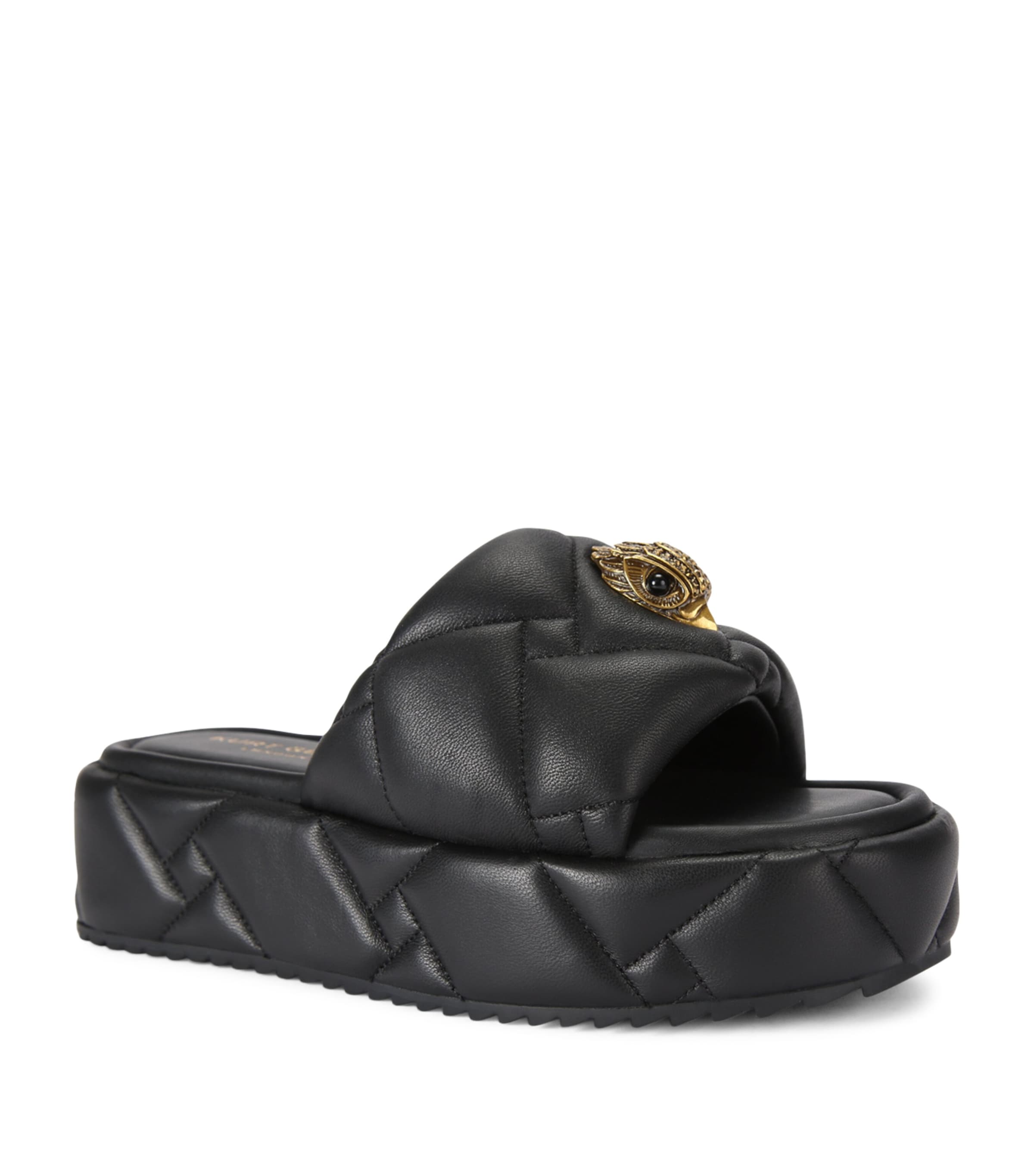 Shop Kurt Geiger Kensington Flatform Sandals In Black