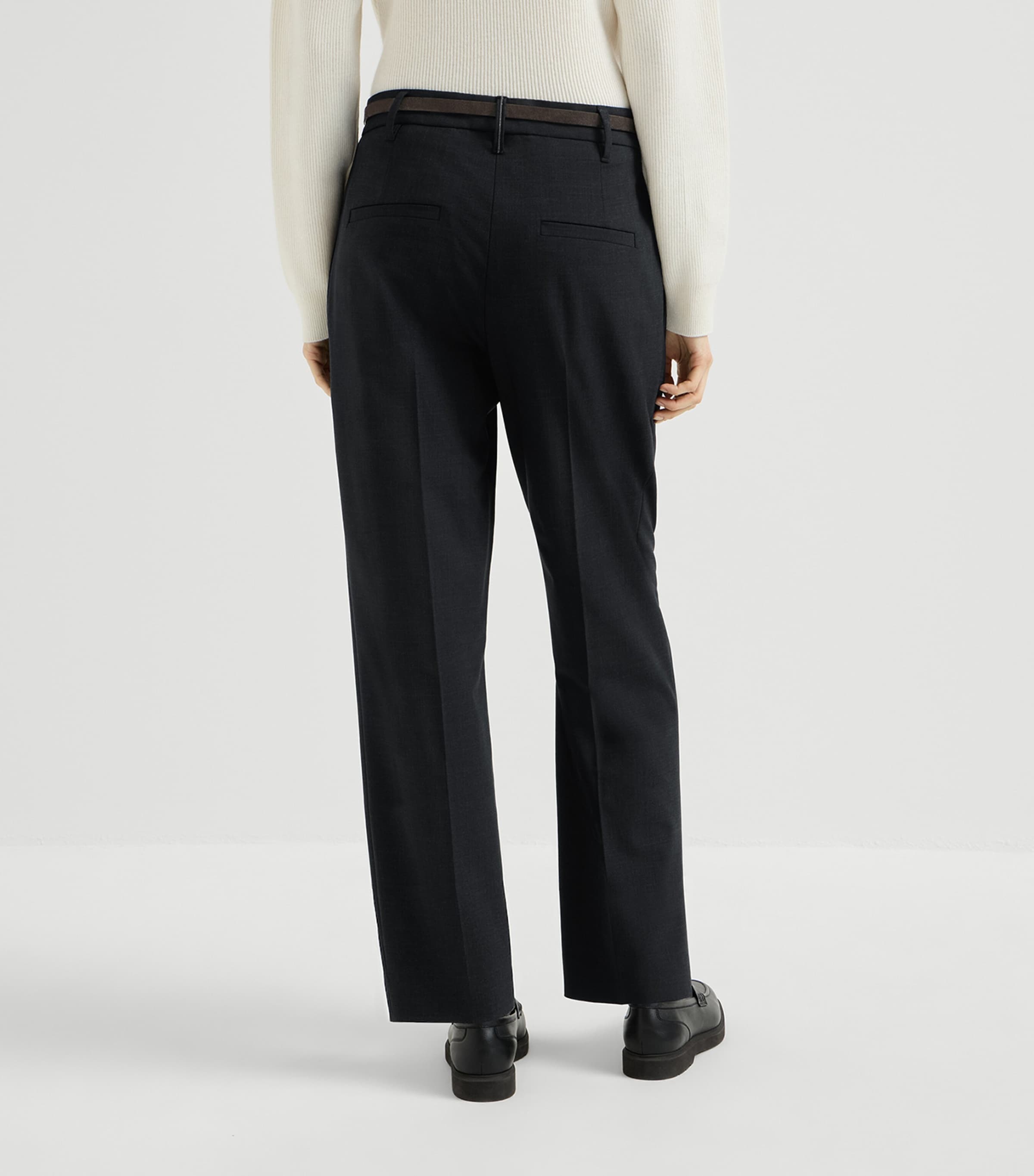 Brunello Cucinelli Womens Wool-Blend Straight Trousers Image 5