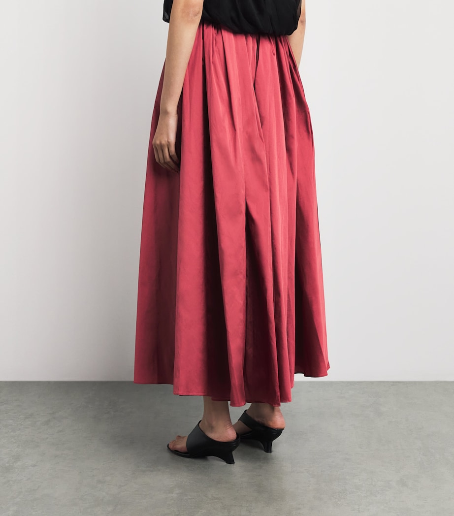 Abadia Womens Elodie Pleated Midi Skirt Red Image 5