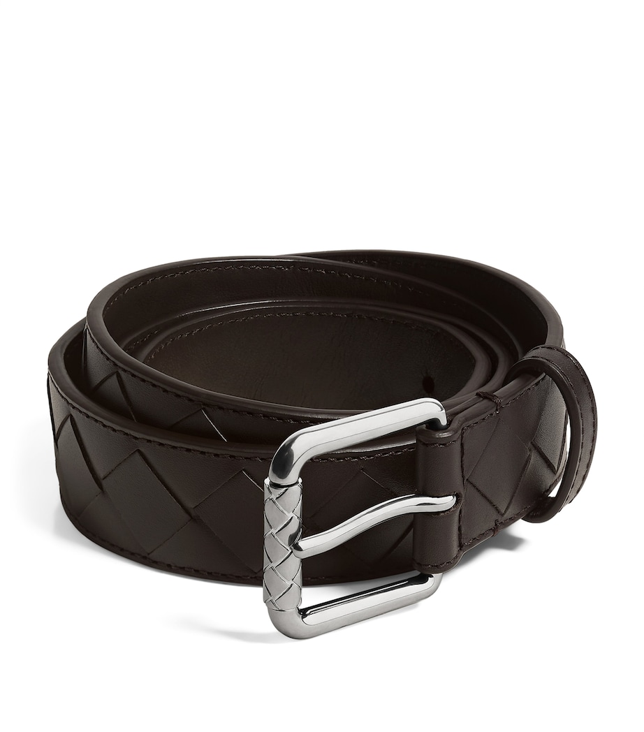 Bottega Veneta Leather Intrecciato Buckle Belt Image 1