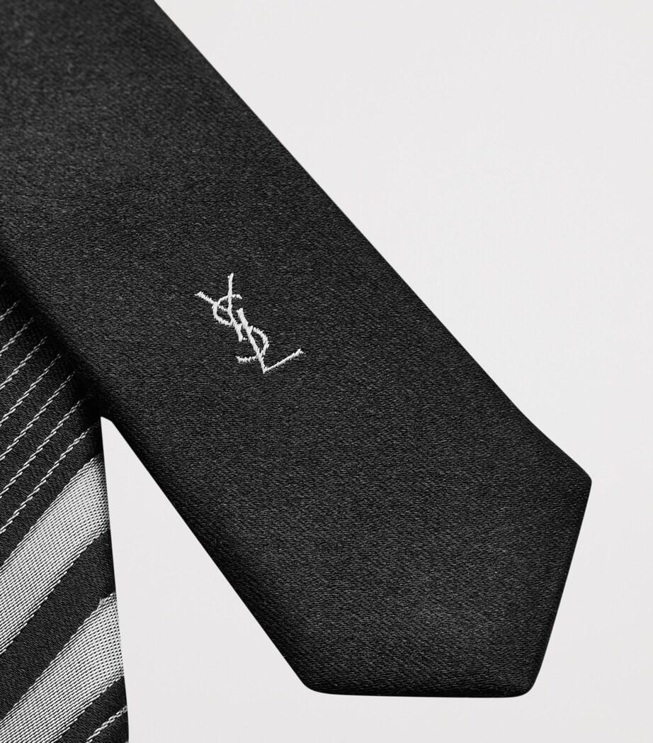 Saint Laurent Silk Striped Tie Image 4