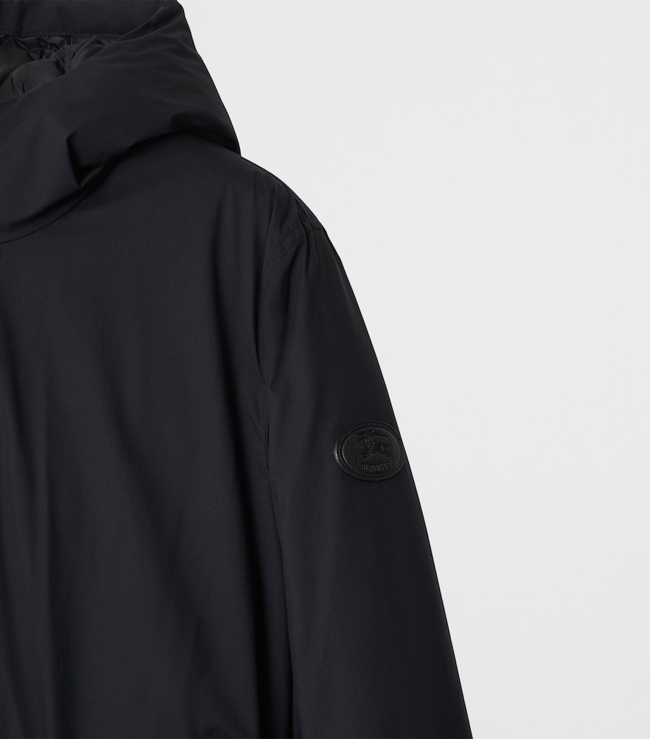 Down Short Hooded Nylon Coat BLACK Image 4