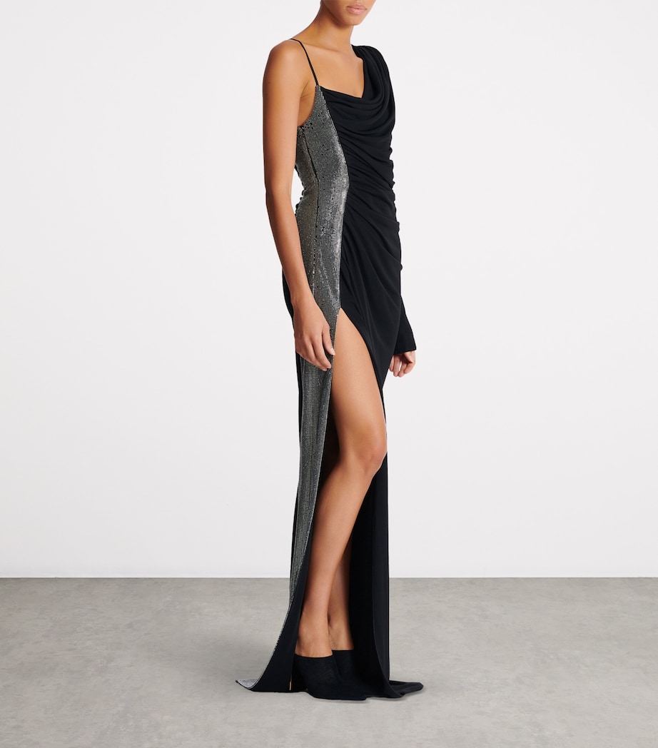 Asymmetric Draped Maxi Dress EAC NOIR/ARGENT Image 7