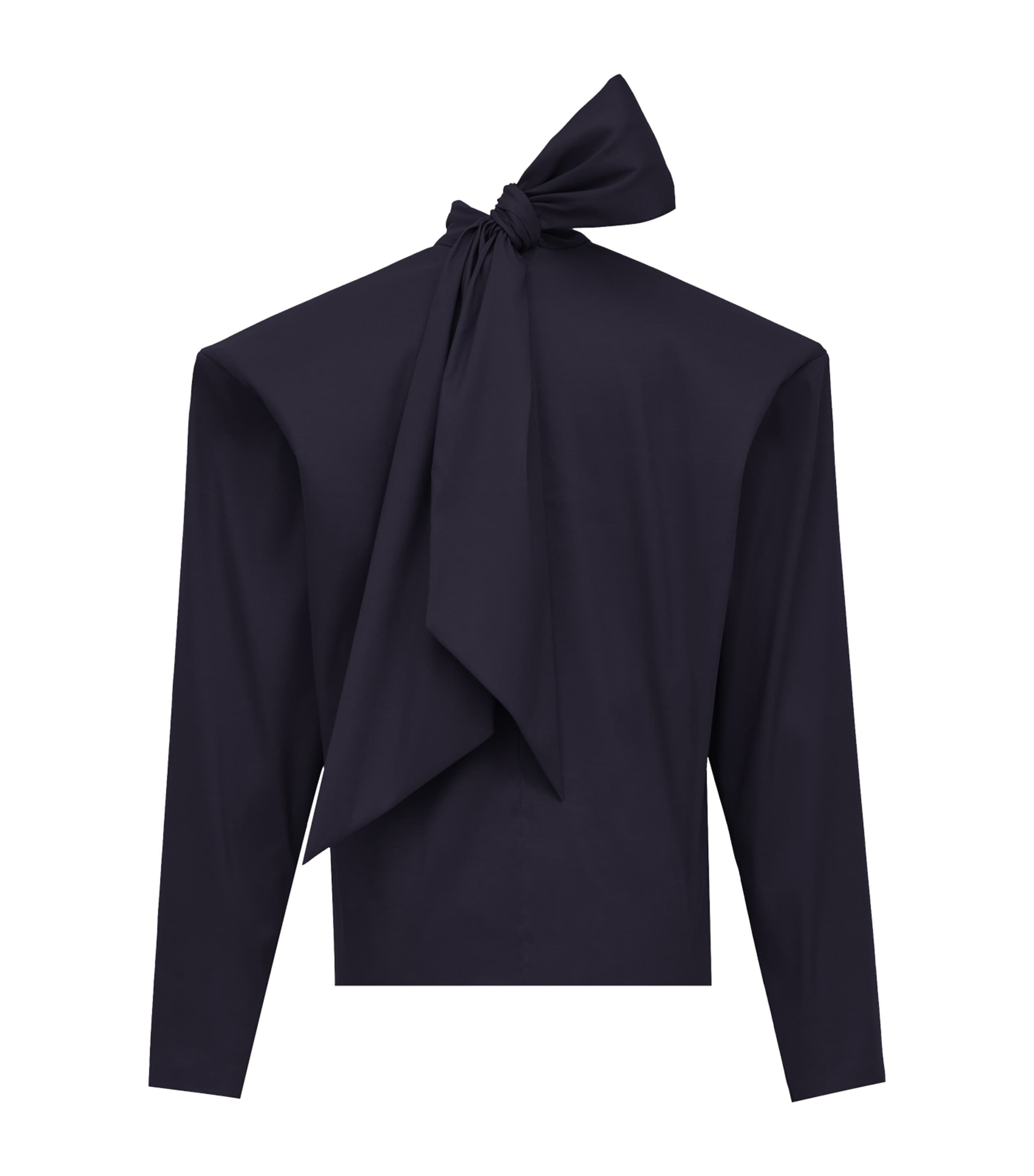 Saint Laurent Silk-blend Blouse In Blue