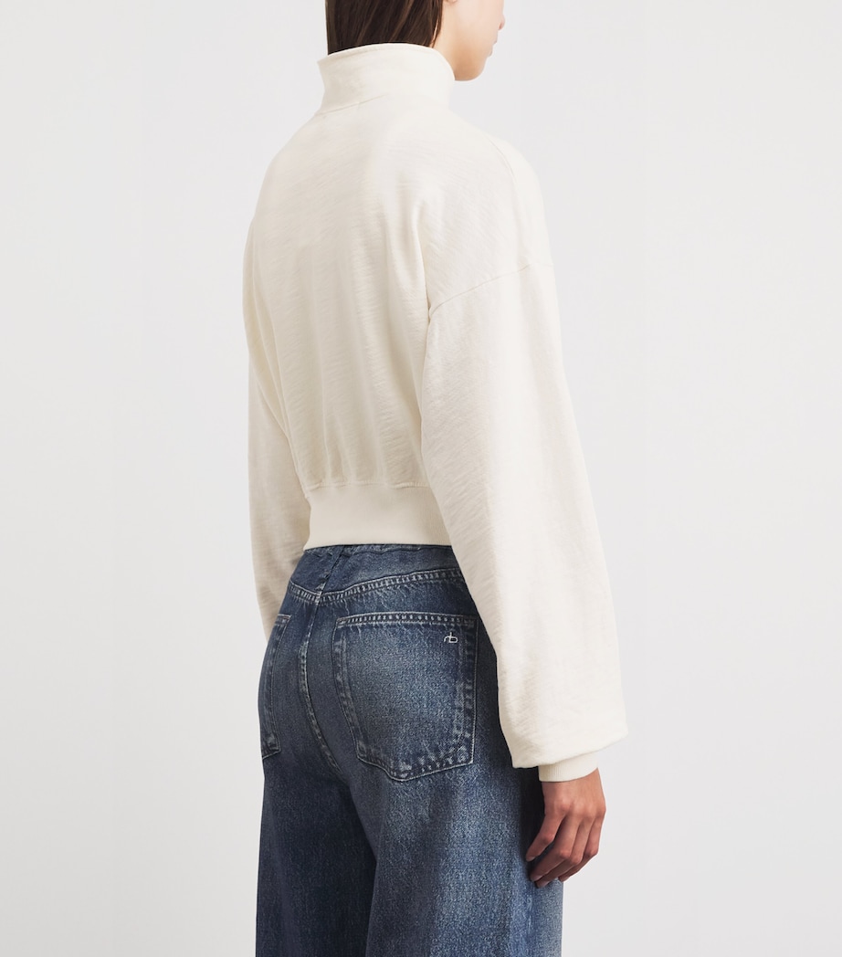 ÉTERNE Womens French Terry Cropped Sweatshirt Bone Image 5
