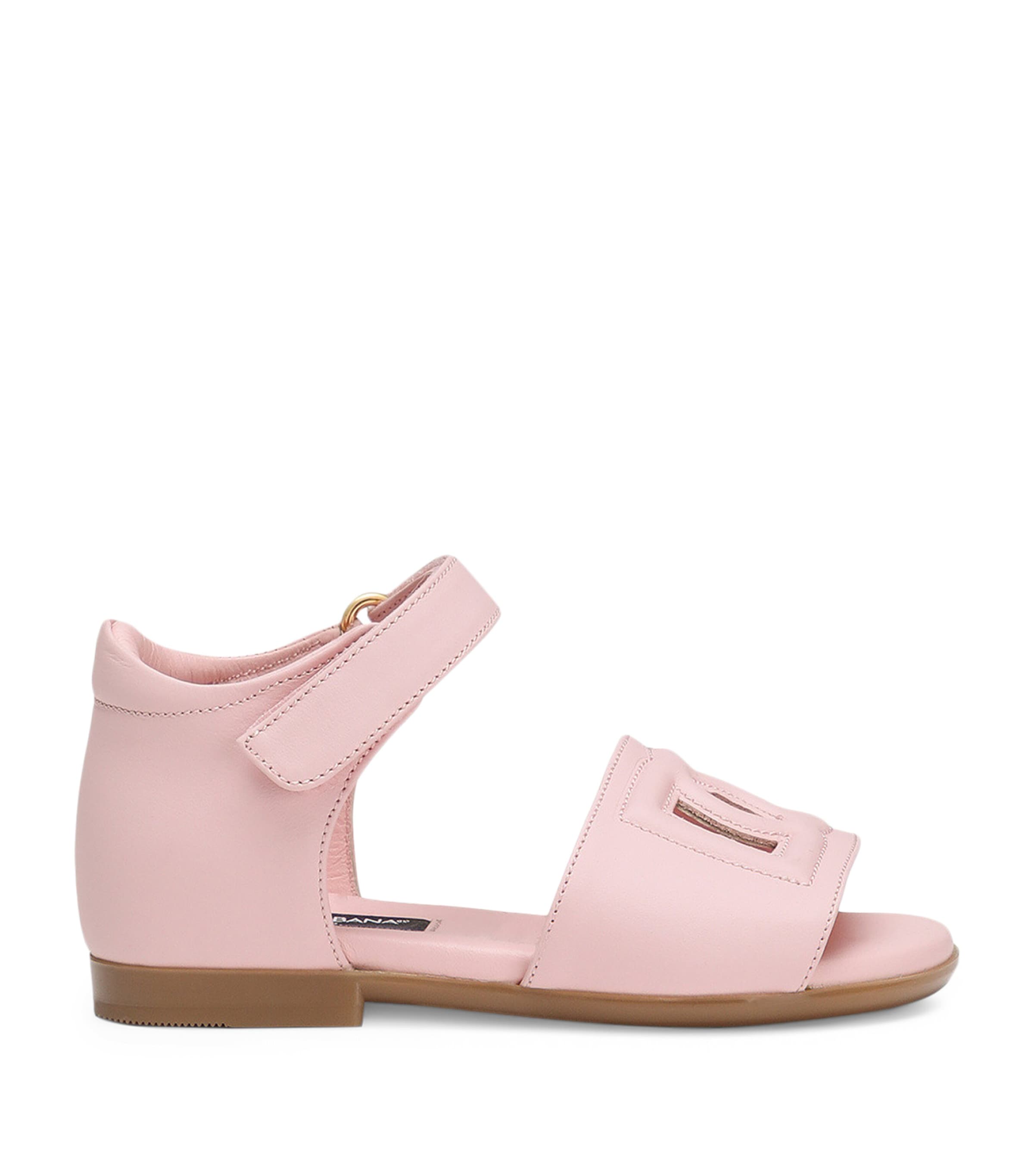 Dolce & Gabbana Kids Leather Logo Sandals | Kids New In | Girls Shoes | Sandals | Designers | Dolce & Gabbana