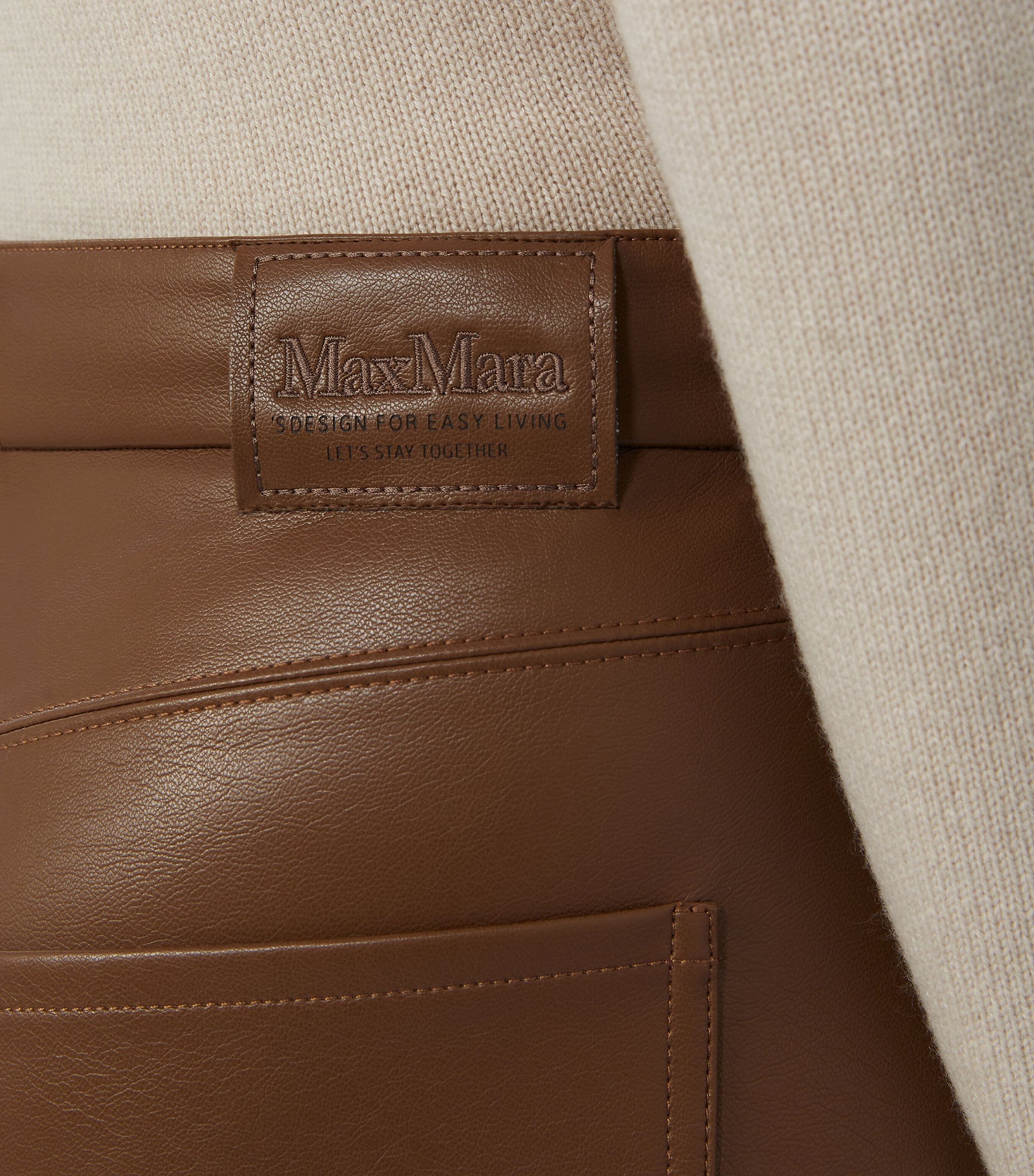 Max Mara Brown Faux Leather Wide-Leg Trousers | Harrods SE