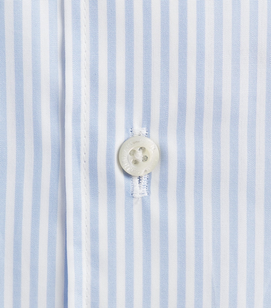Corneliani Mens Cotton Stripe Shirt China Blue Image 6