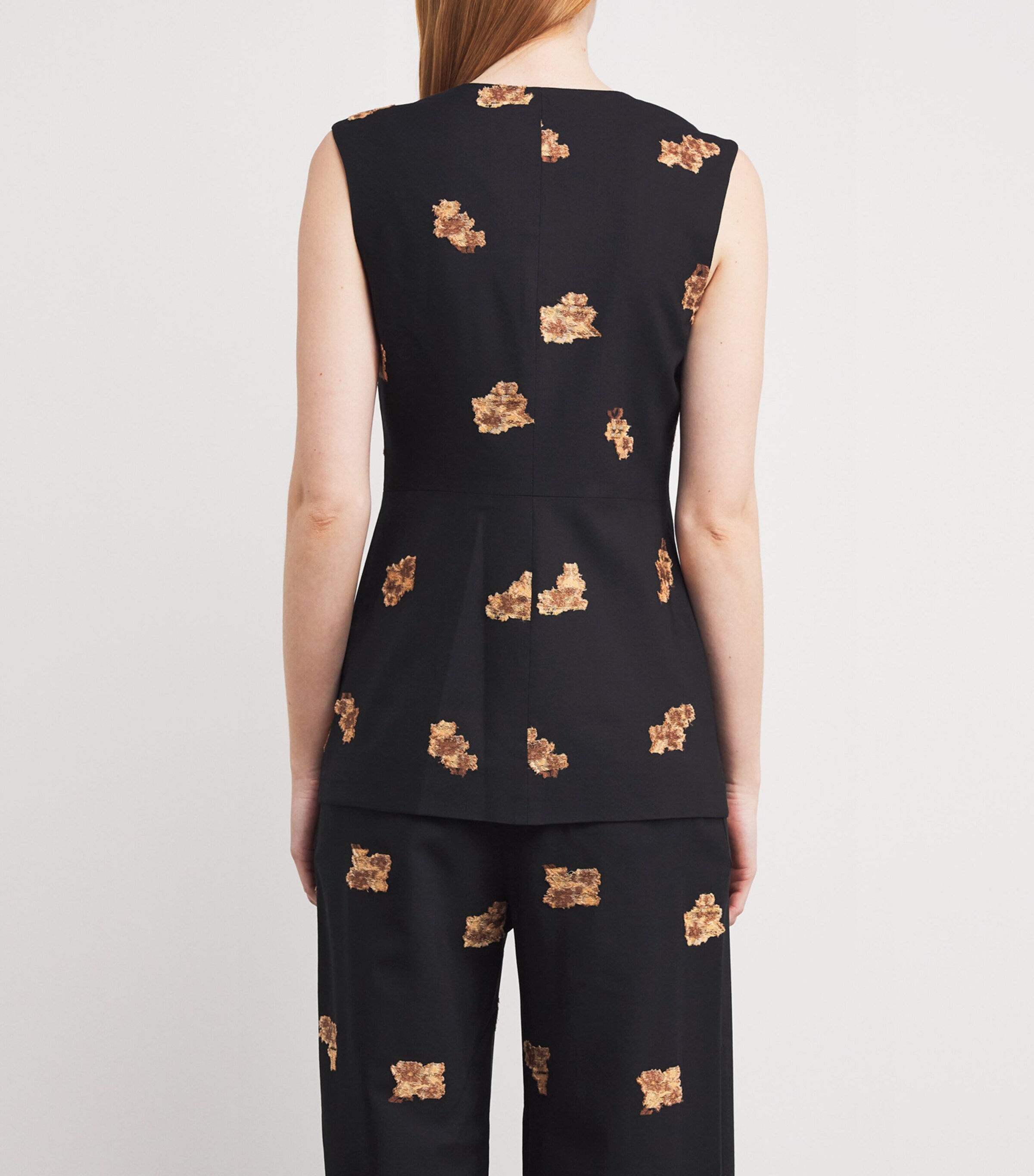 Liberowe Womens Wool-Blend Embroidered Vania Waistcoat Black Bronze Image 4
