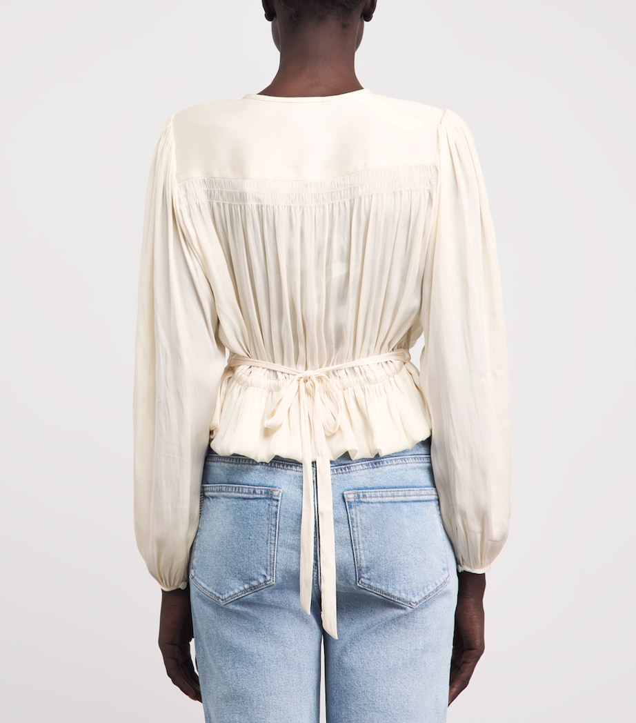 PAIGE Womens Eco Satin Gansevoort Blouse Antique White Image 5