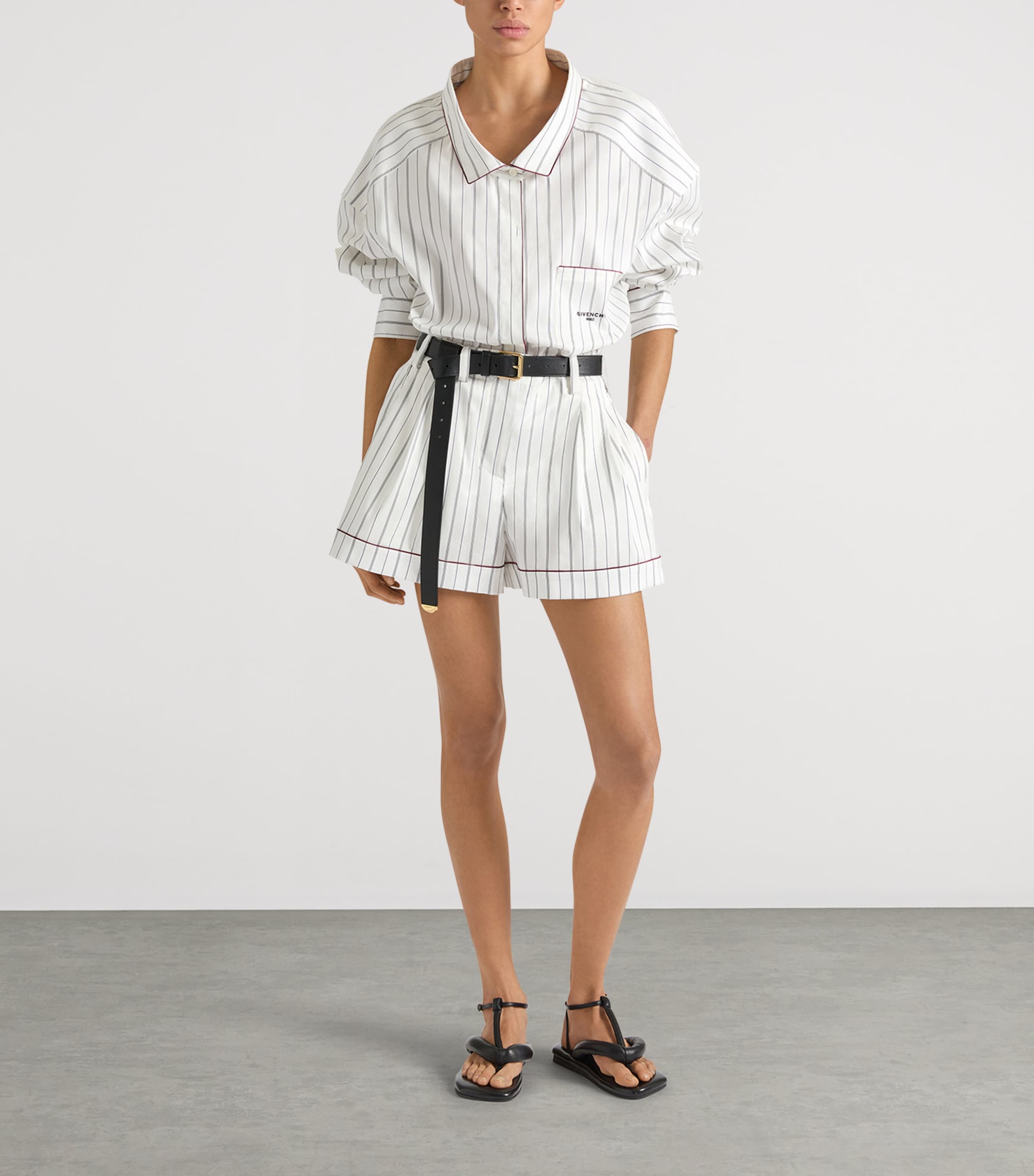 Givenchy Womens Cotton-Silk Stripe Shirt Grey/white Image 4