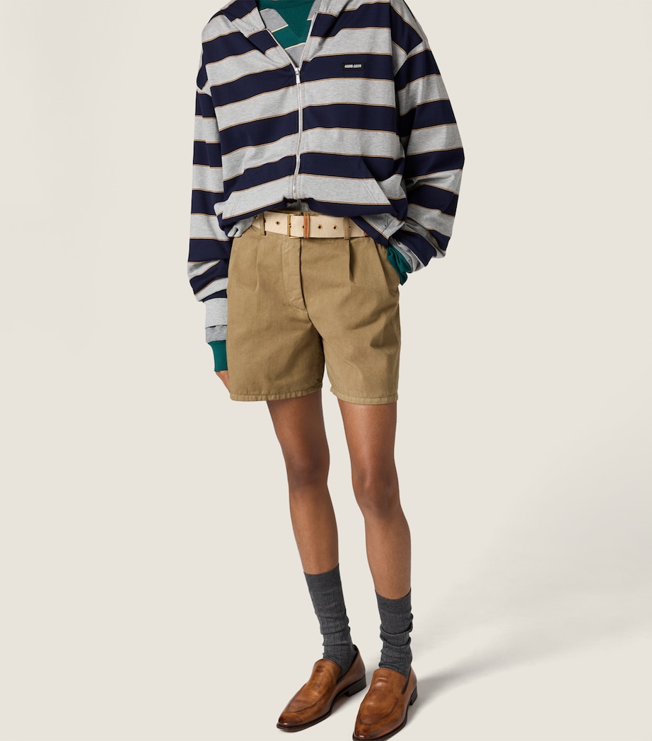 Miu Miu Womens Cotton Gabardine Bermuda Shorts Neutral Image 5