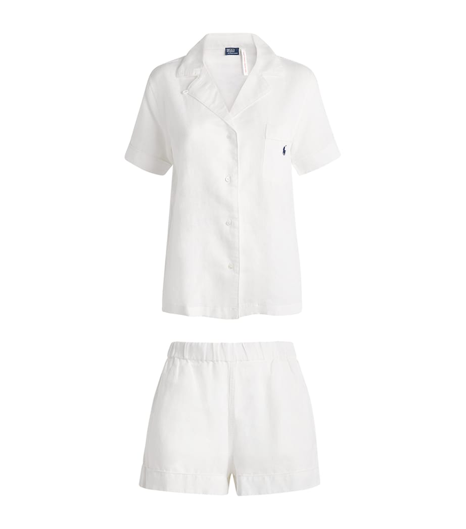 Polo Ralph Lauren Womens Linen-Cotton Short Pyjama Set White Cloud Image 1