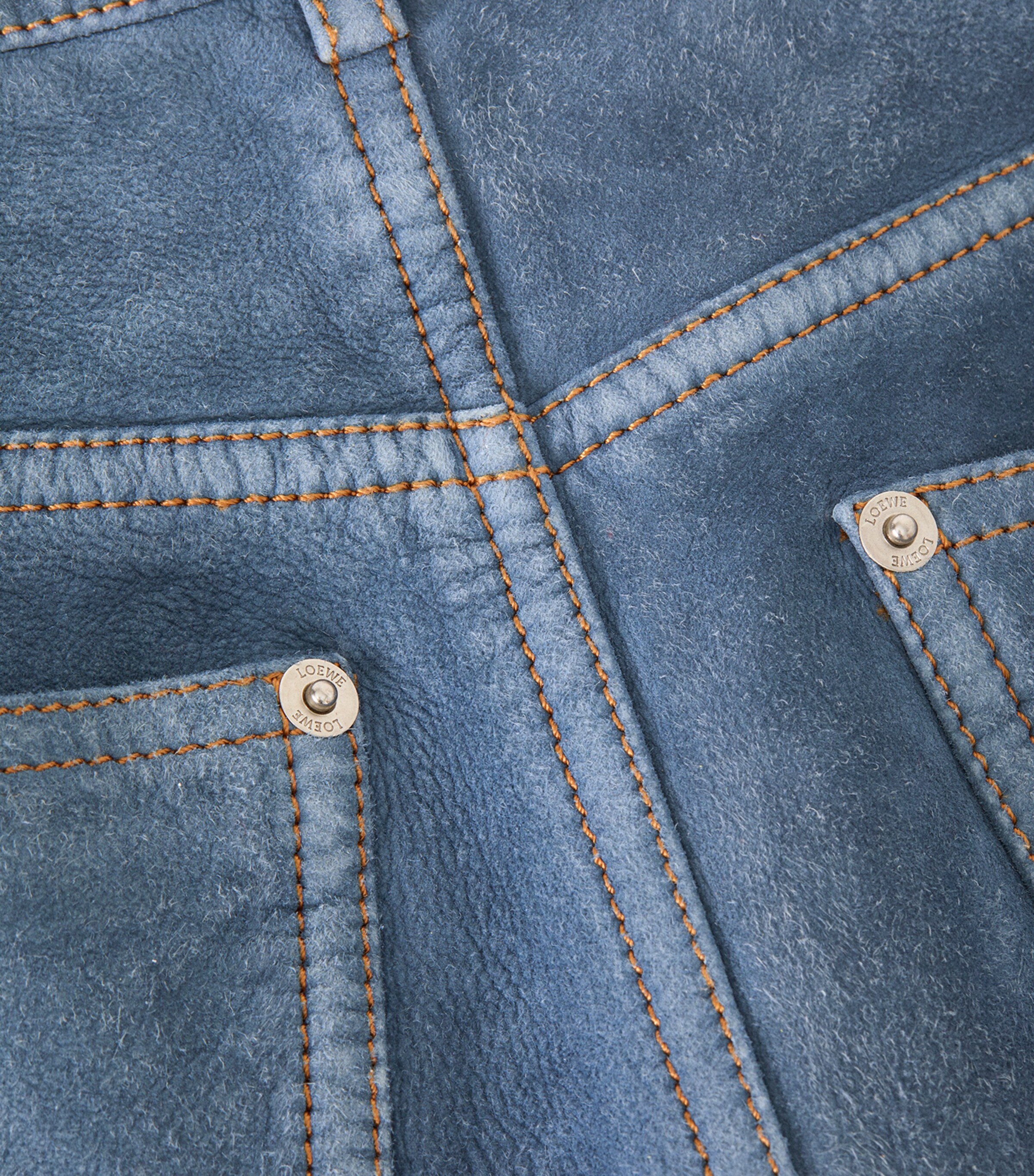 LOEWE Womens Suede Straight Jeans Blue Image 6