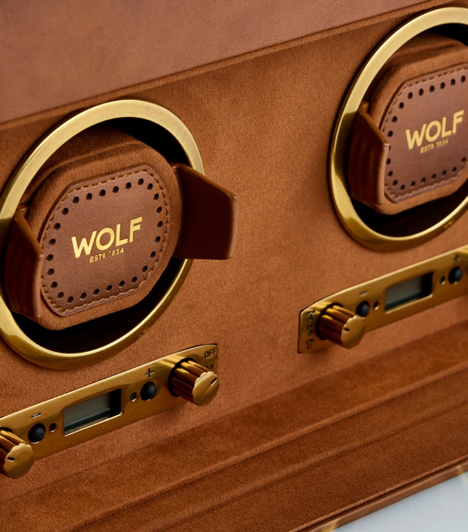 WOLF Brogue Double Watch Winder With Storage Burnished Brown Image 4