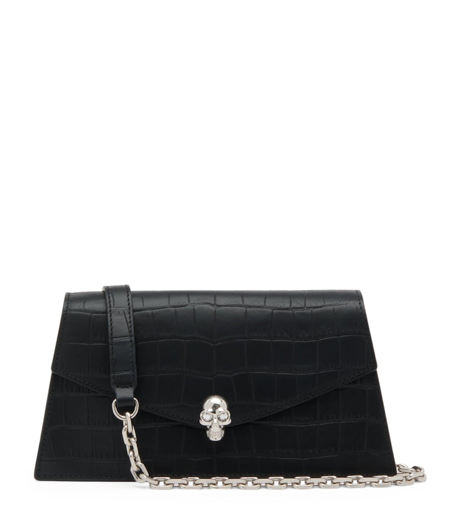 McQueen Mini Croc-Embossed Skull Shoulder Bag Image 1