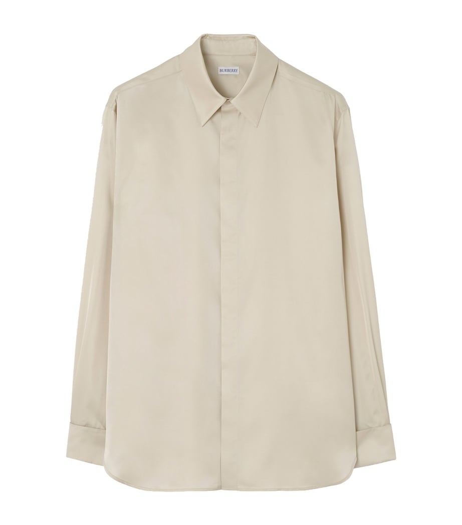 Burberry Mens Silk Relaxed Fit Shirt Clam Image 1