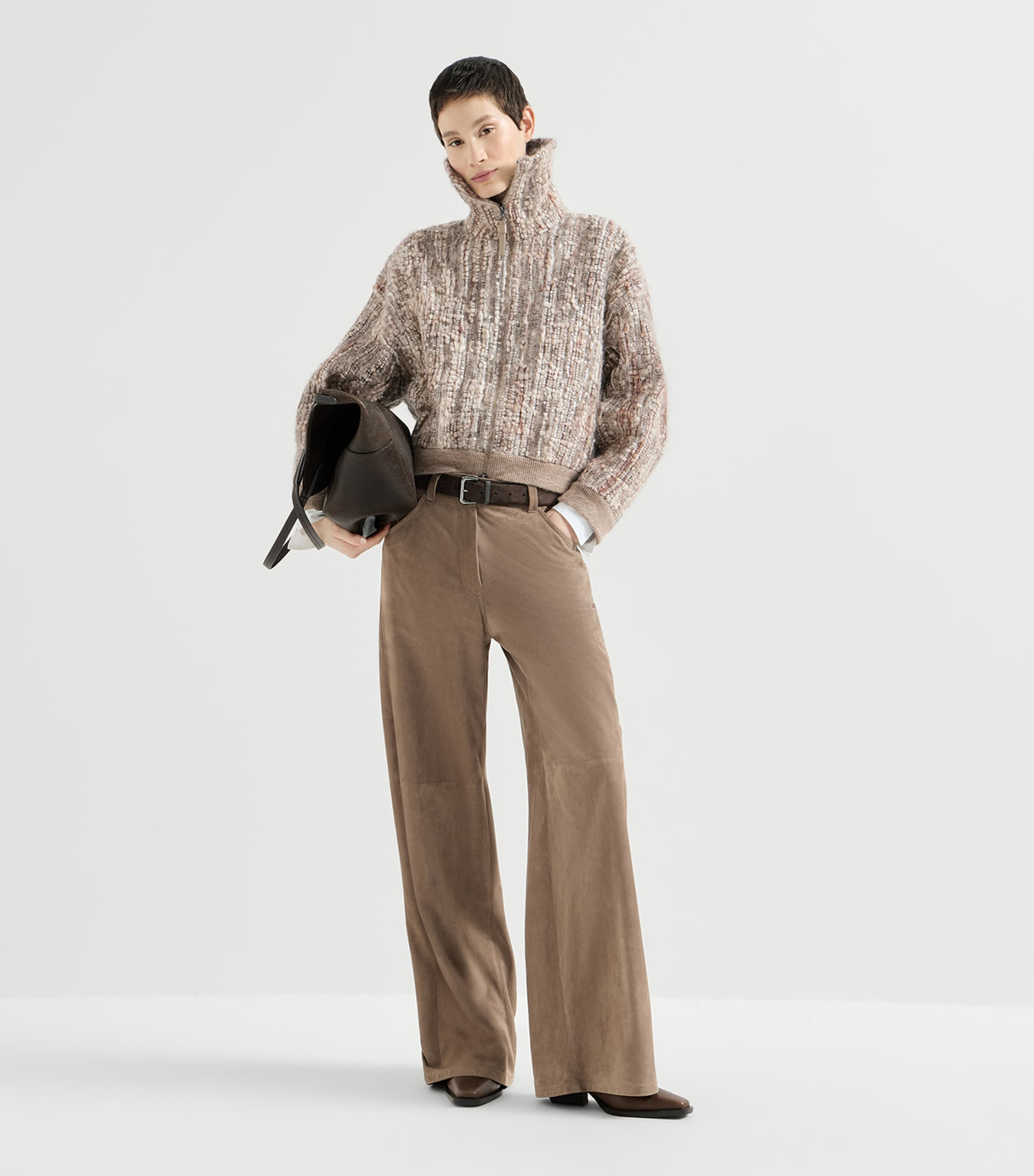 Brunello Cucinelli Womens Mohair-Blend Embroidered Cardigan Image 2