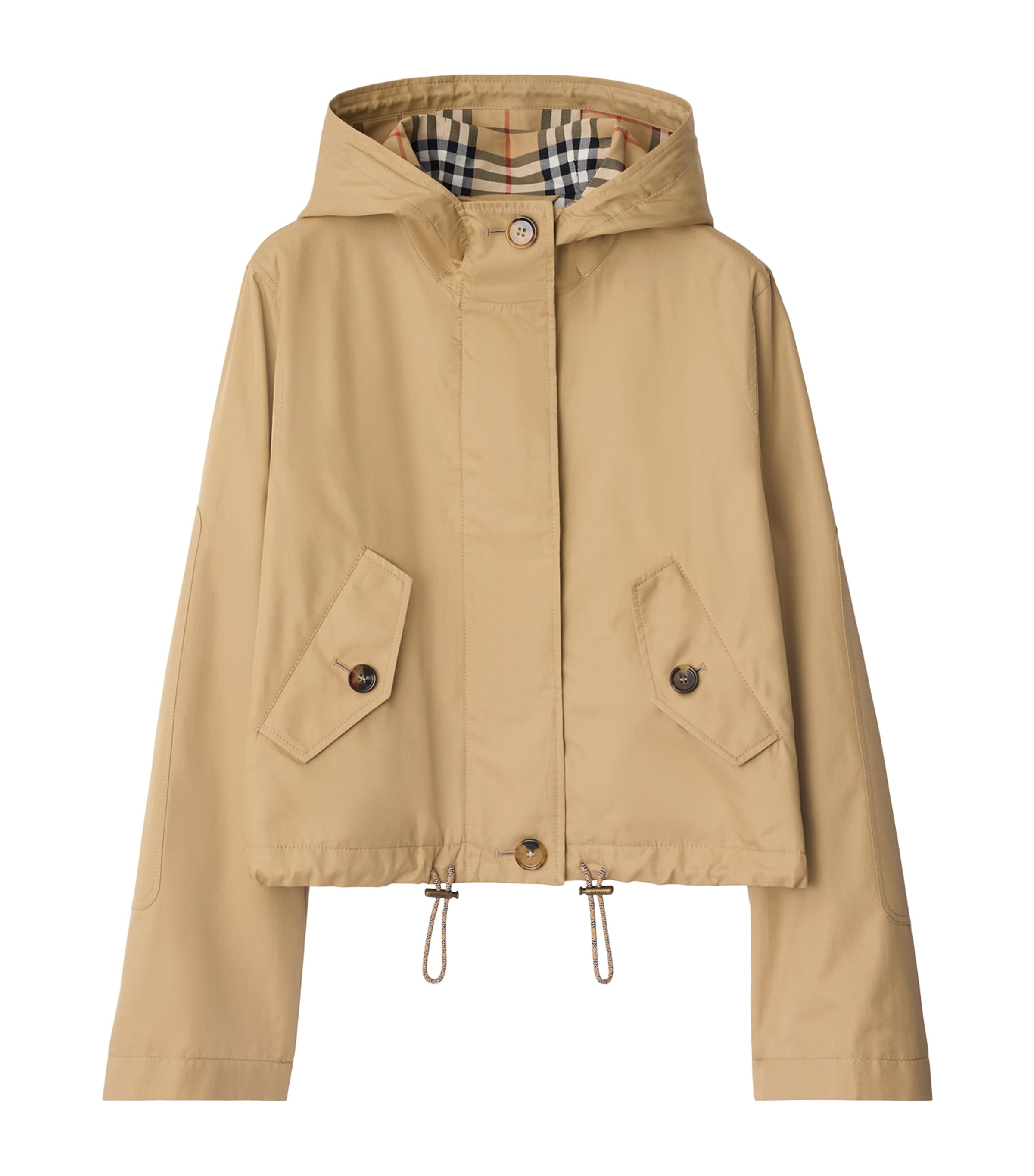 Burberry Gabardine Cropped Parka In Neutral