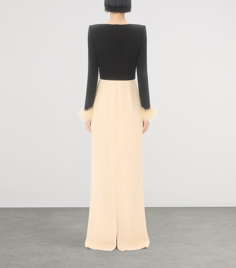 Silk Feather-Trim Gown TB1 Image 4