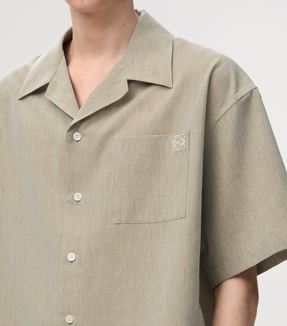 LOEWE Mens Wool-Blend Anagram Shirt Beige Image 7