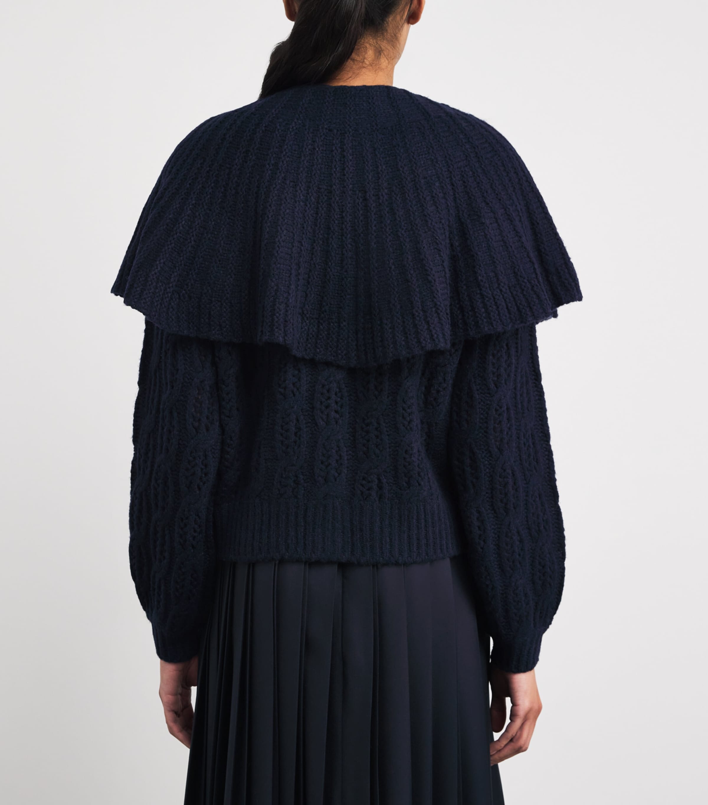 Merino Wool-Blend Cape Sweater NAVY Image 4