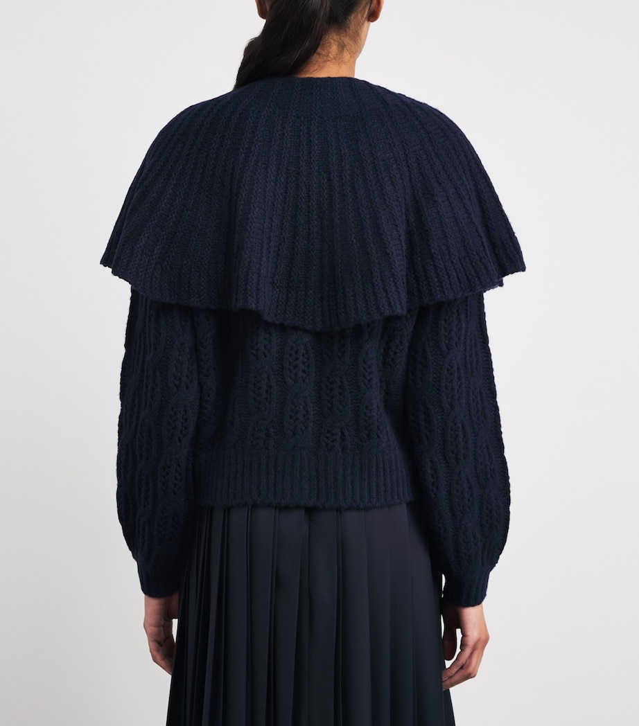 Merino Wool-Blend Cape Sweater NAVY Image 4