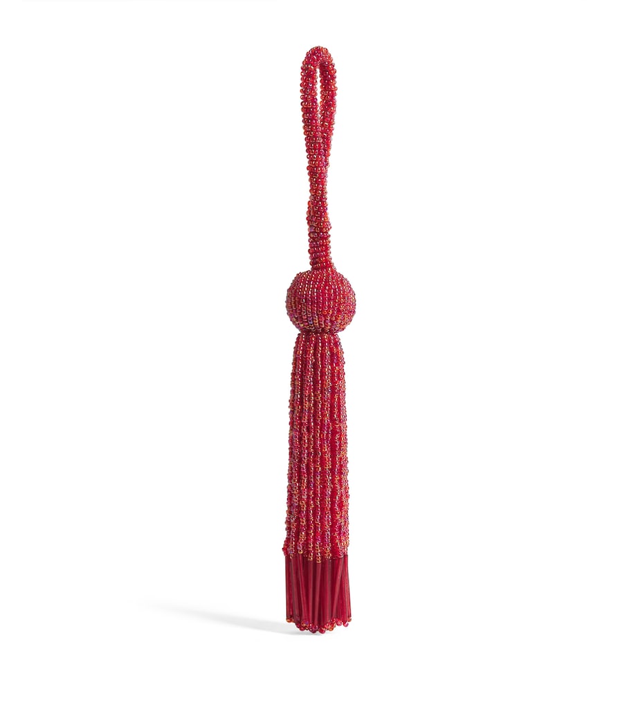 Harrods Beaded Tassel Tree Decoration Red Image 1