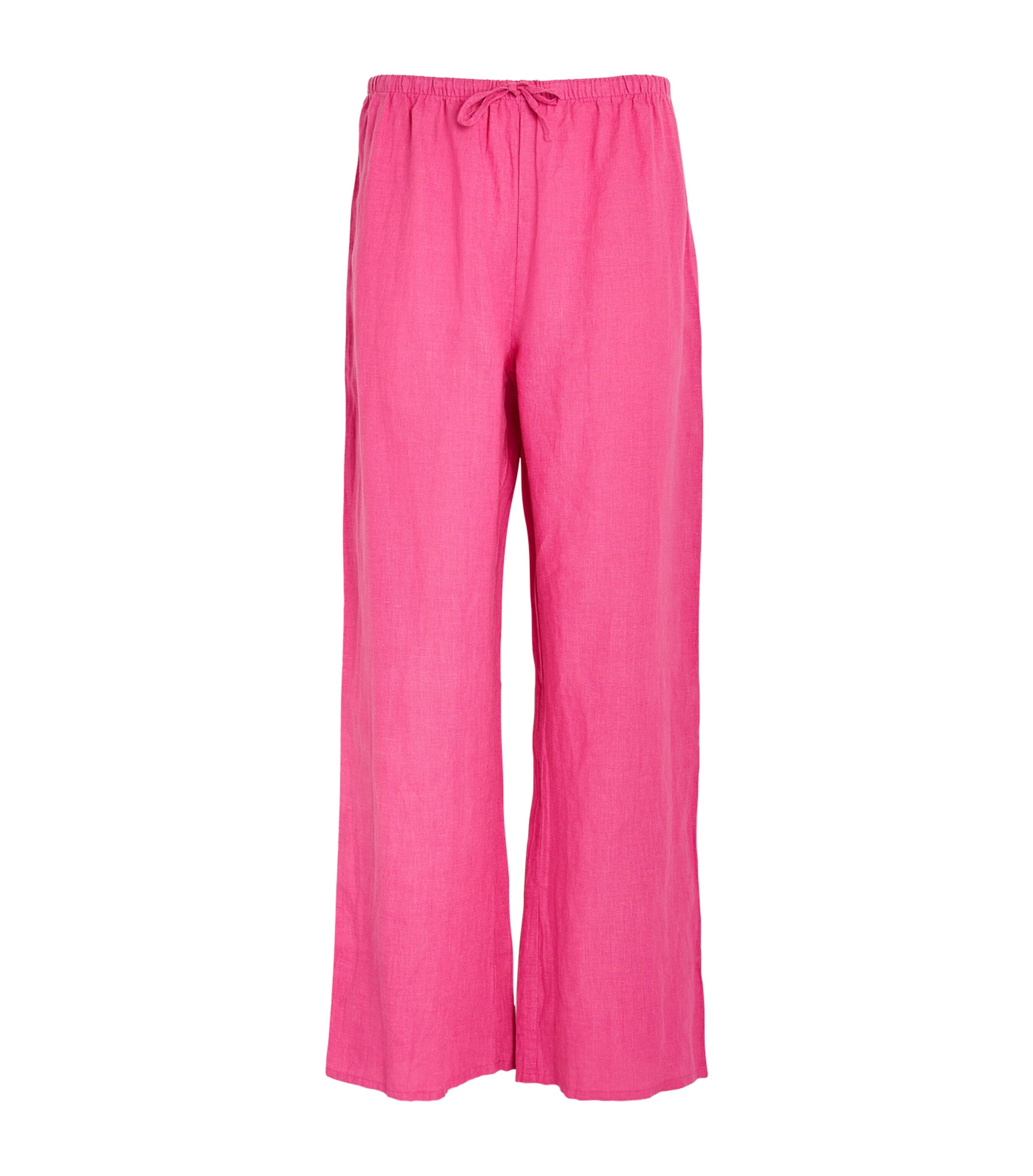 Desmond & Dempsey Linen Flare Pajama Pants In Pink
