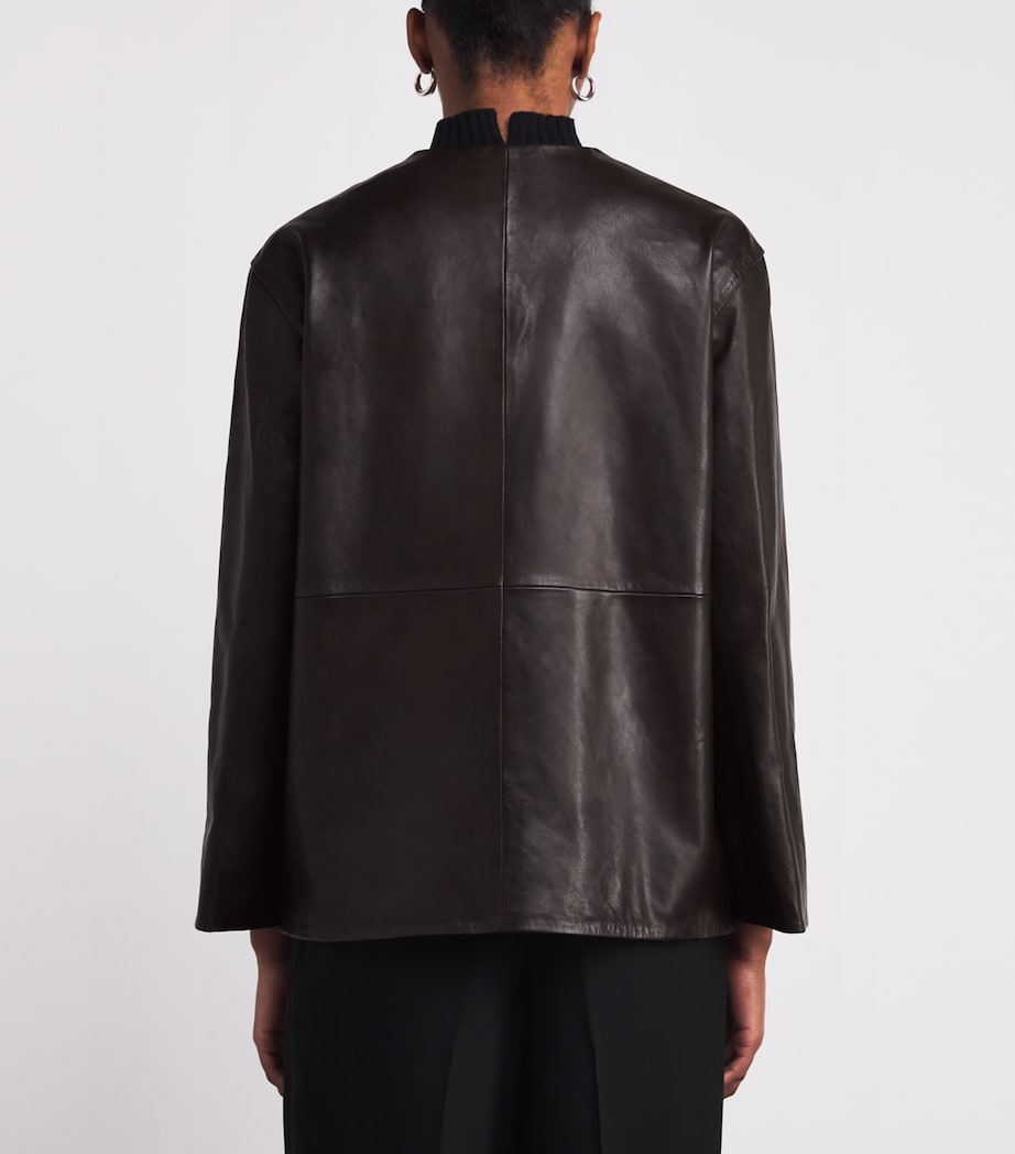 Mandarin Leather Jacket MAHOGANY-244 Image 4