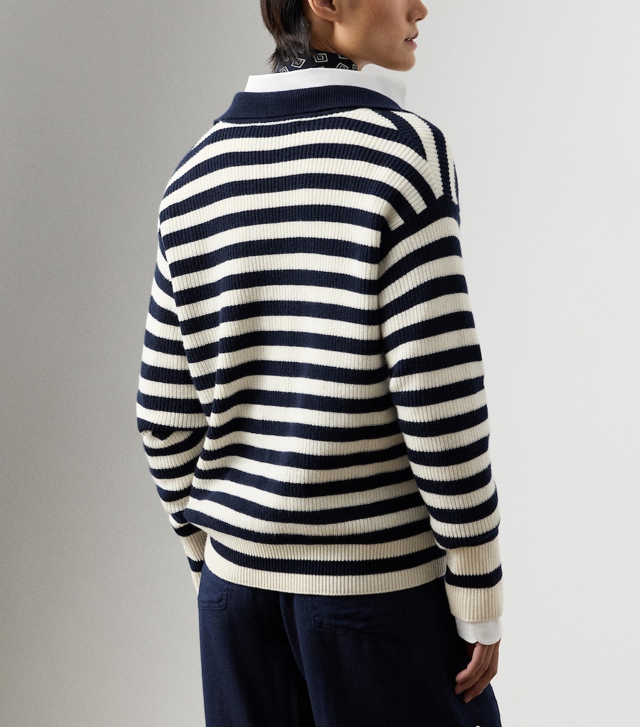 Ralph Lauren Collection Womens Cashmere Stripe Polo Sweater Natural Image 3