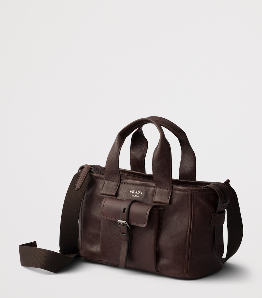 Prada Medium Buffalo Leather Route Tote Bag Brown Image 2