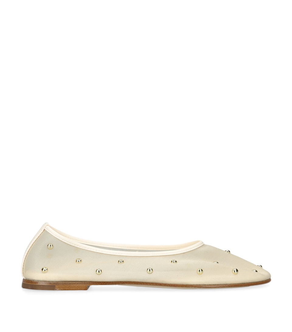 Mesh Stud-Detail Balla Ballet Flats