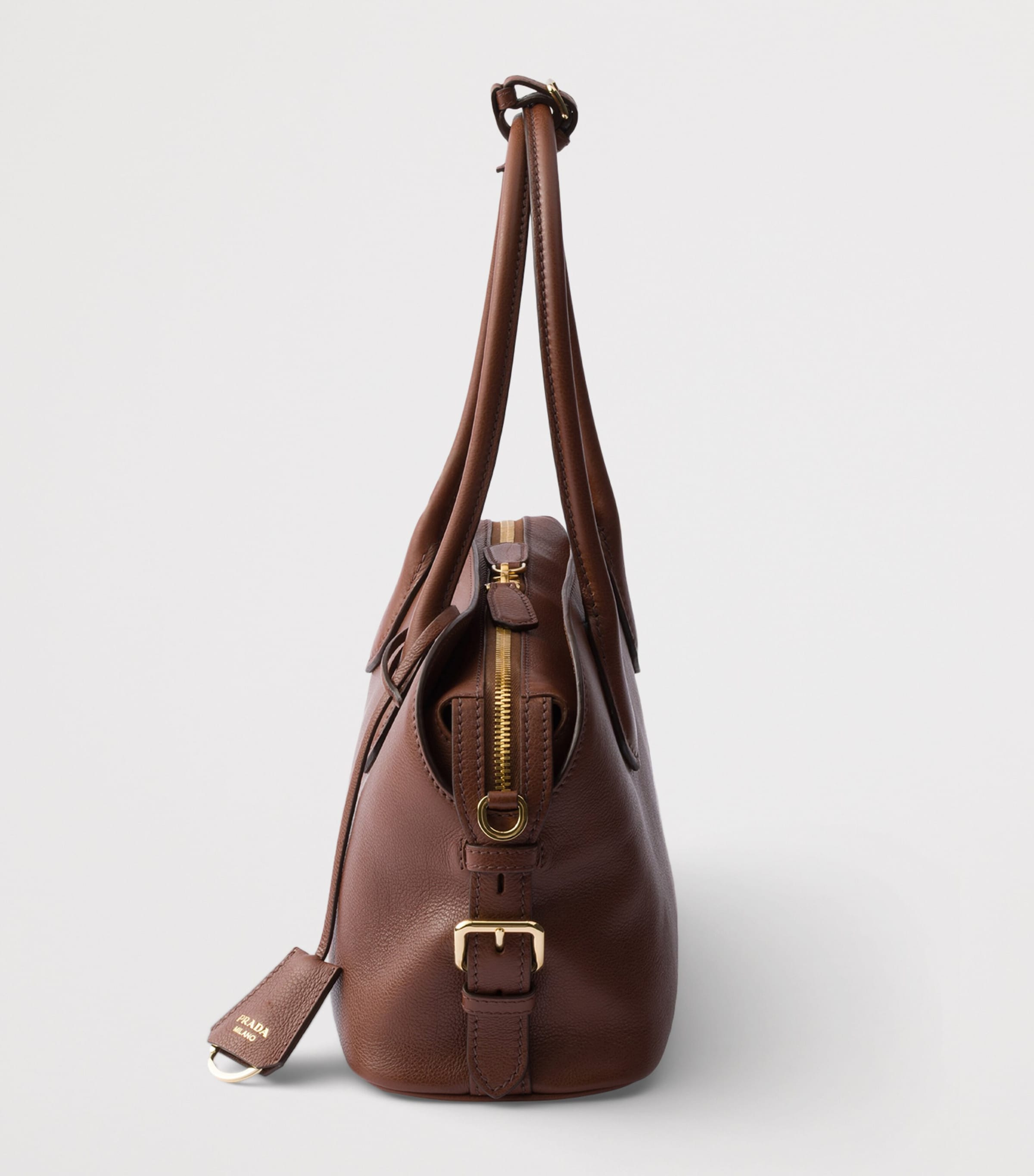 Prada Medium Leather Shoulder Bag Brown Image 6