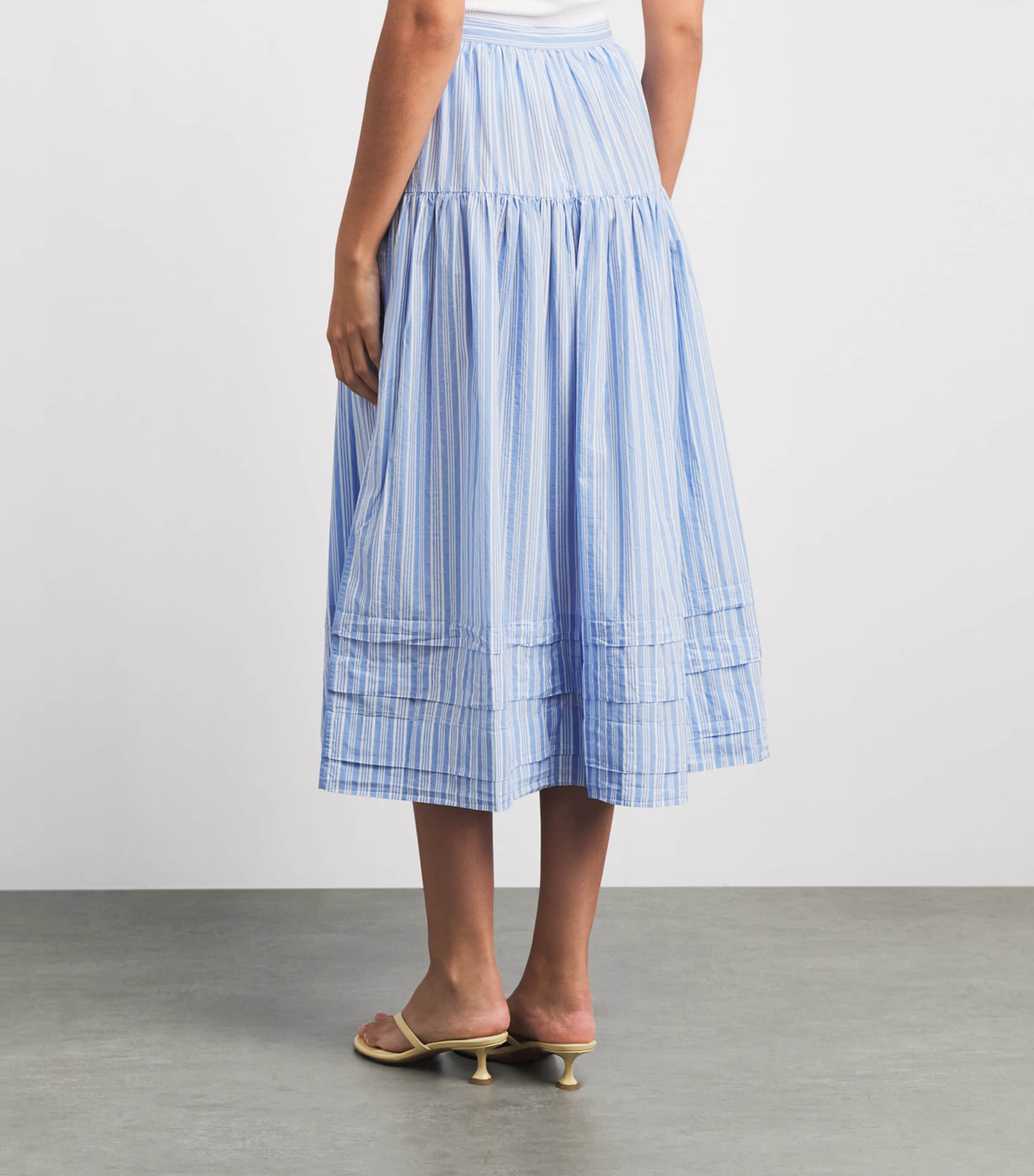 DÔEN Womens Organic Cotton Stripe Marceline Maxi Skirt Salerno Stripe Image 5