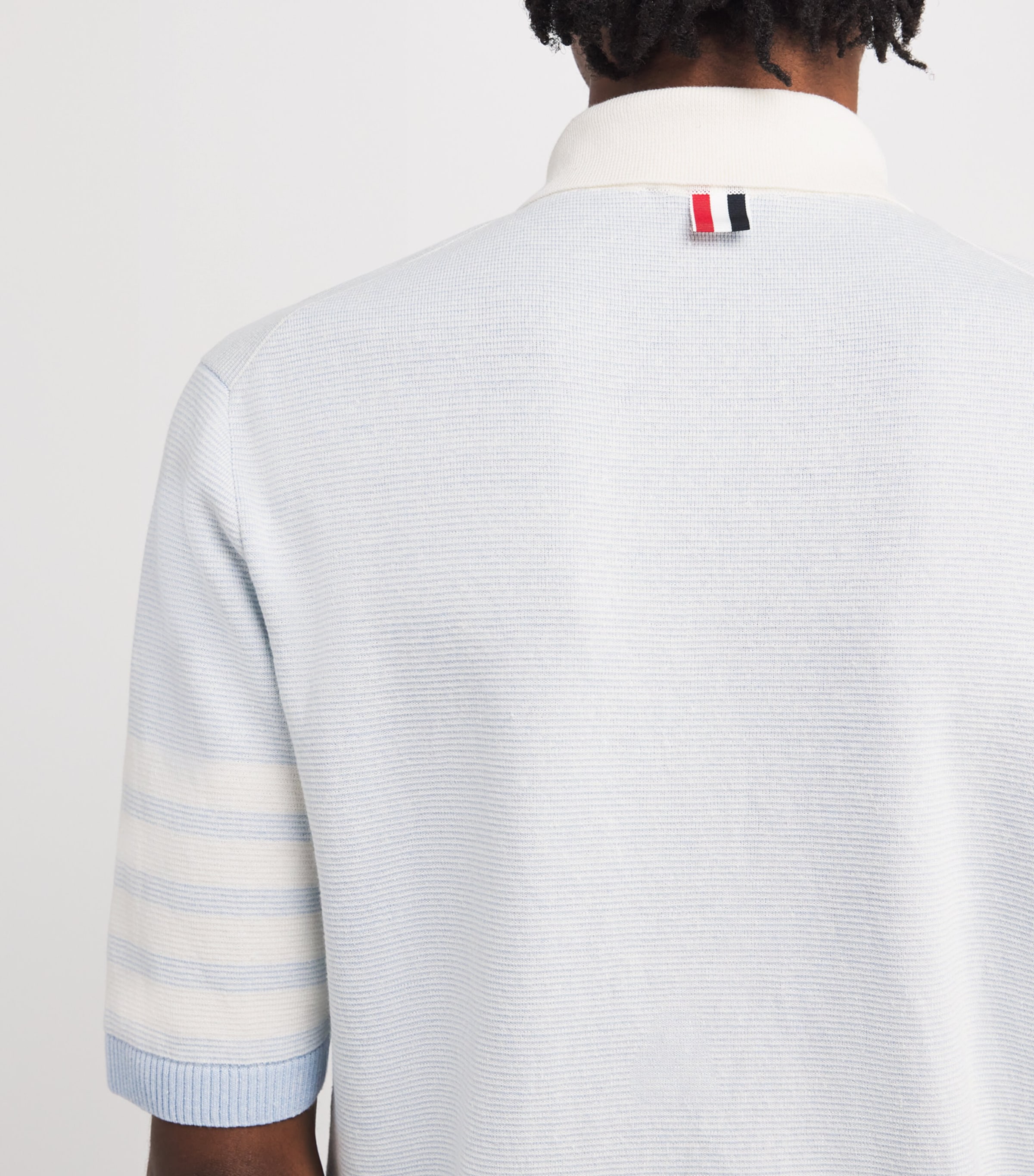 Linen-Cotton 4-Stripe Polo Shirt LIGHT BLUE Image 6