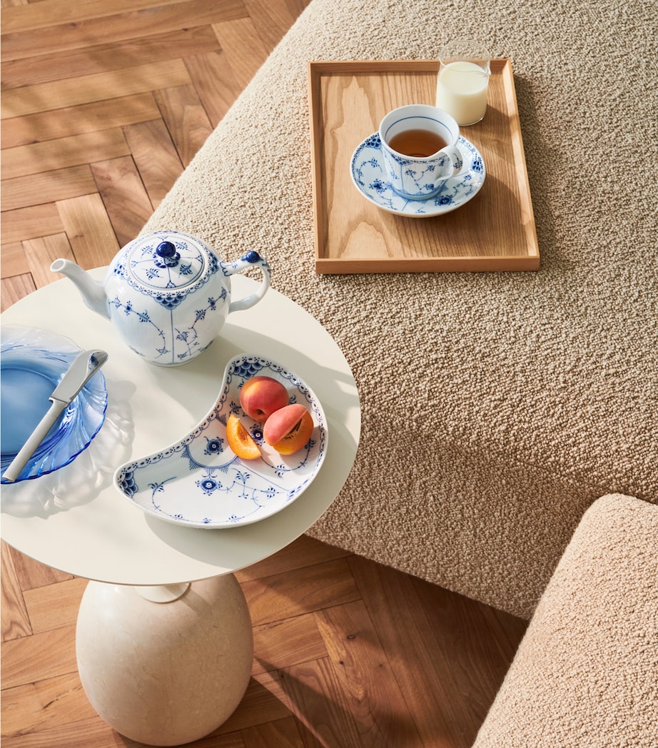 Blue Fluted Plain Half Lace Teapot (700ml) BLUE Image 2